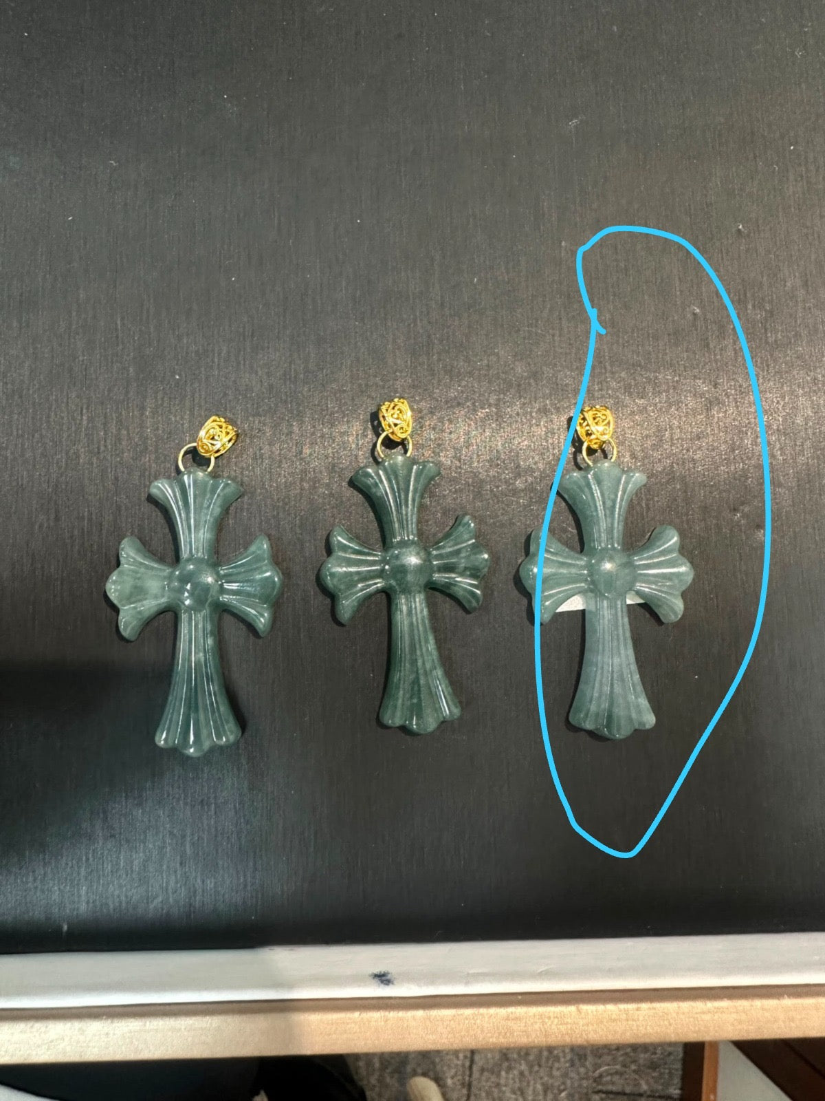 Customized Order blue water Cross Jade Pendant wrapped