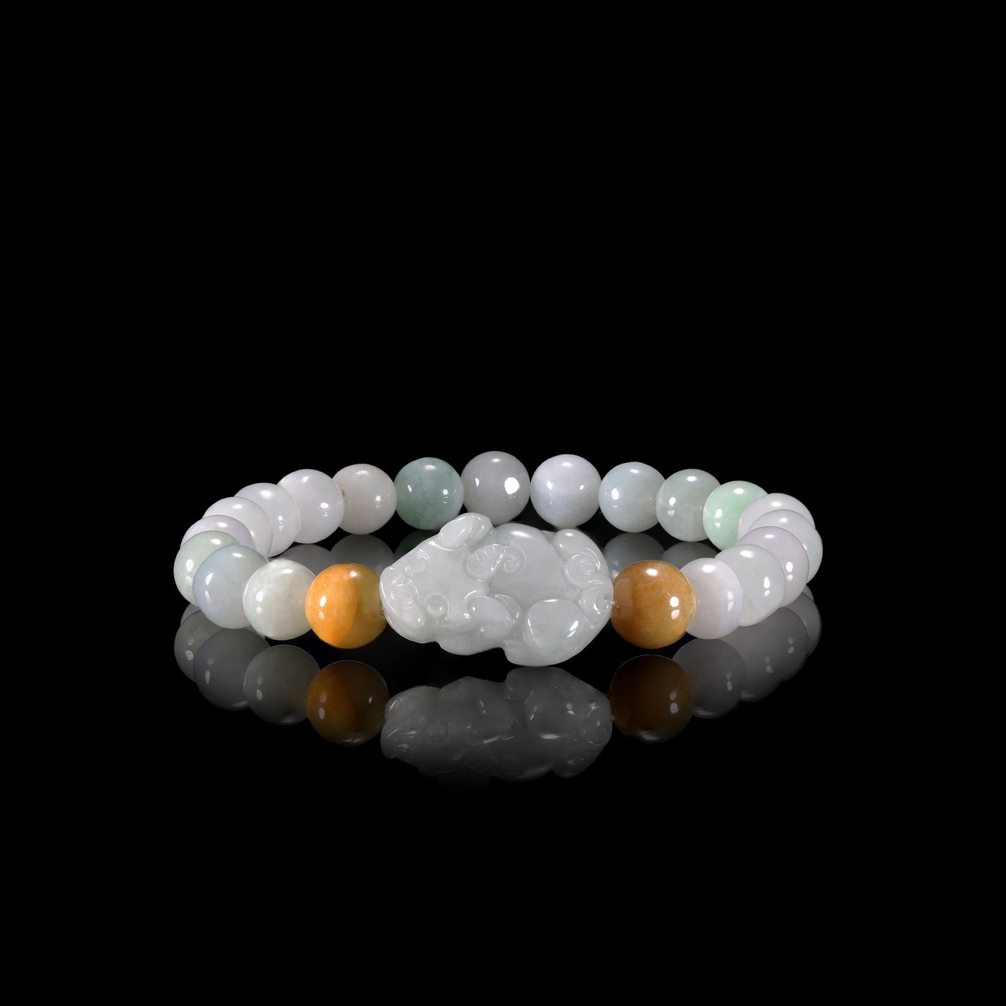 Bracelet11 White Jade Beaded Pixiu Bracelet