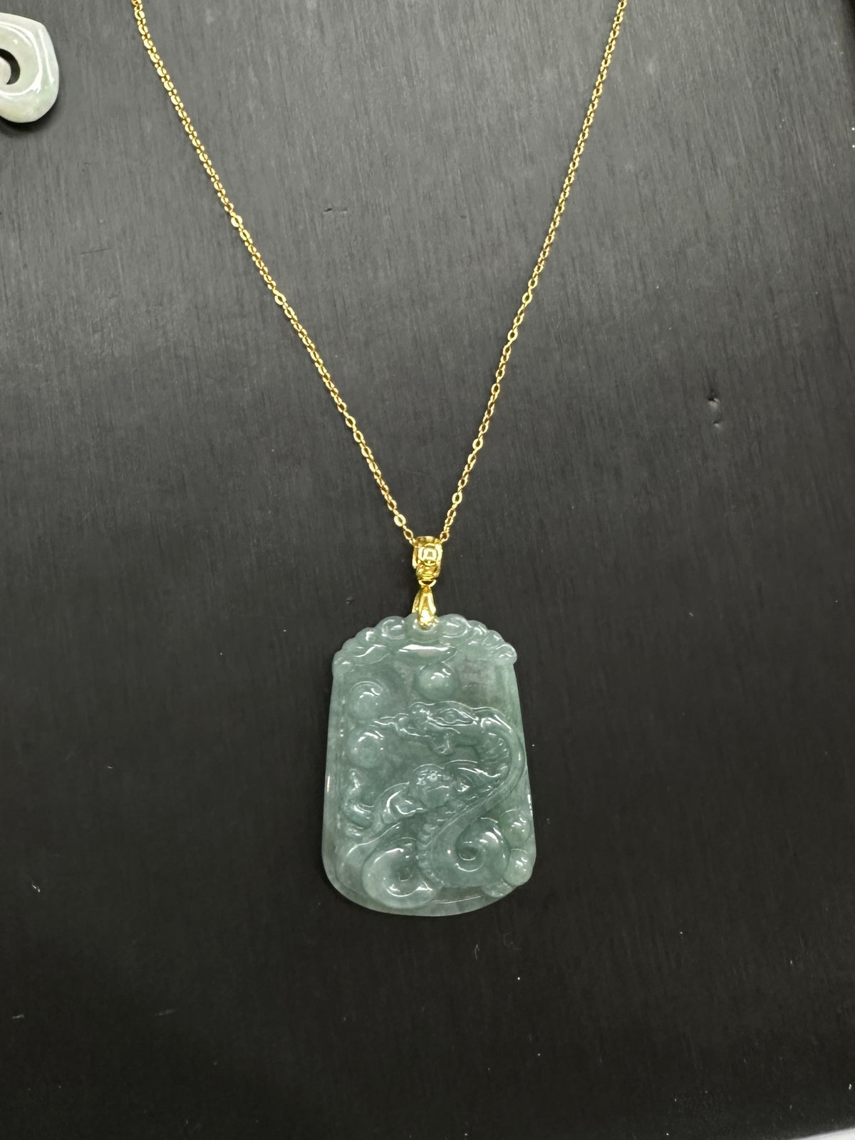 Custom Jade snake Pendant golden clasp
