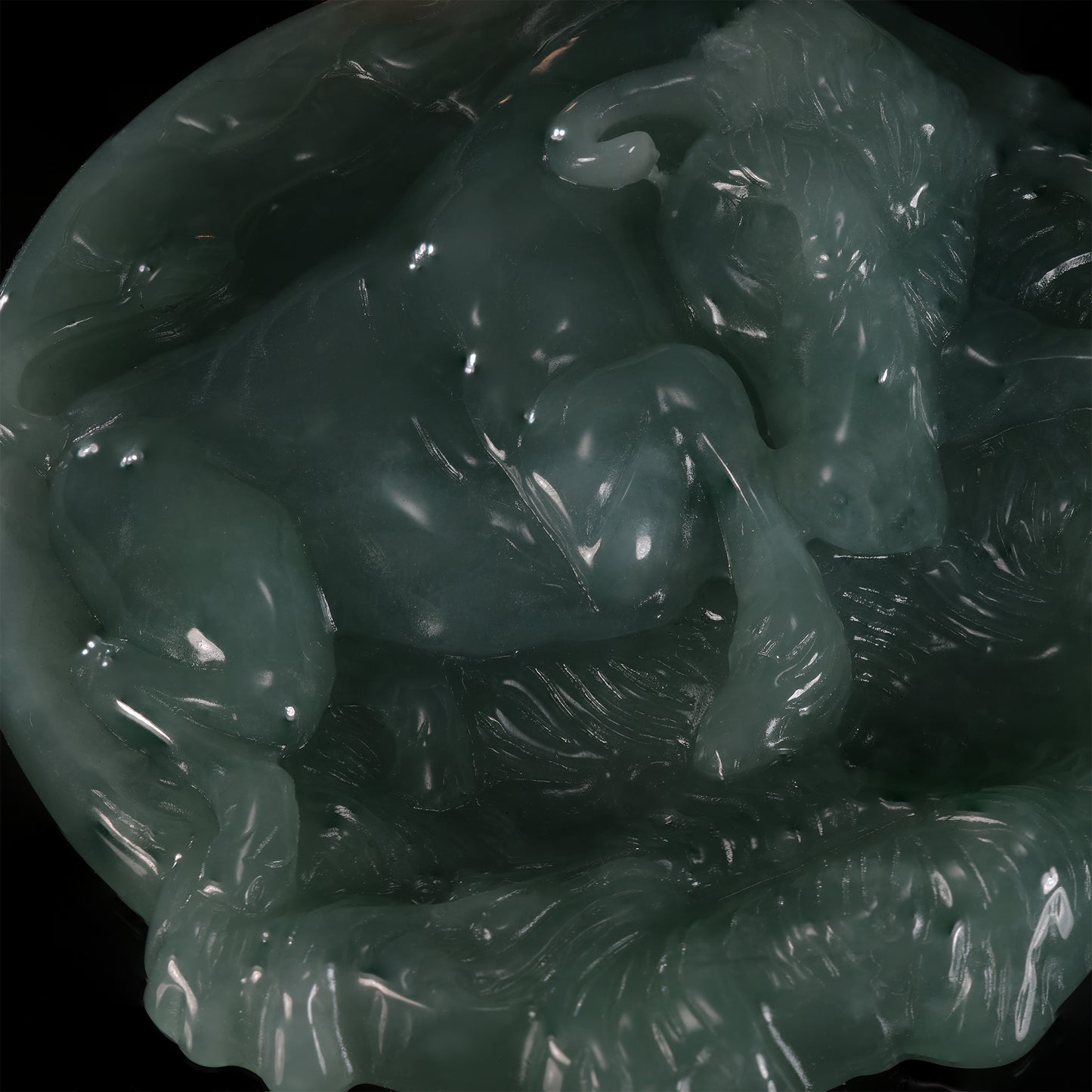 Natural Icy Jadeite Coiled Tiger Round Disc Pendant | Full 3D Relief Breakout Carving | 18K Gold Bail - Grade A Natural Jade Jewelry