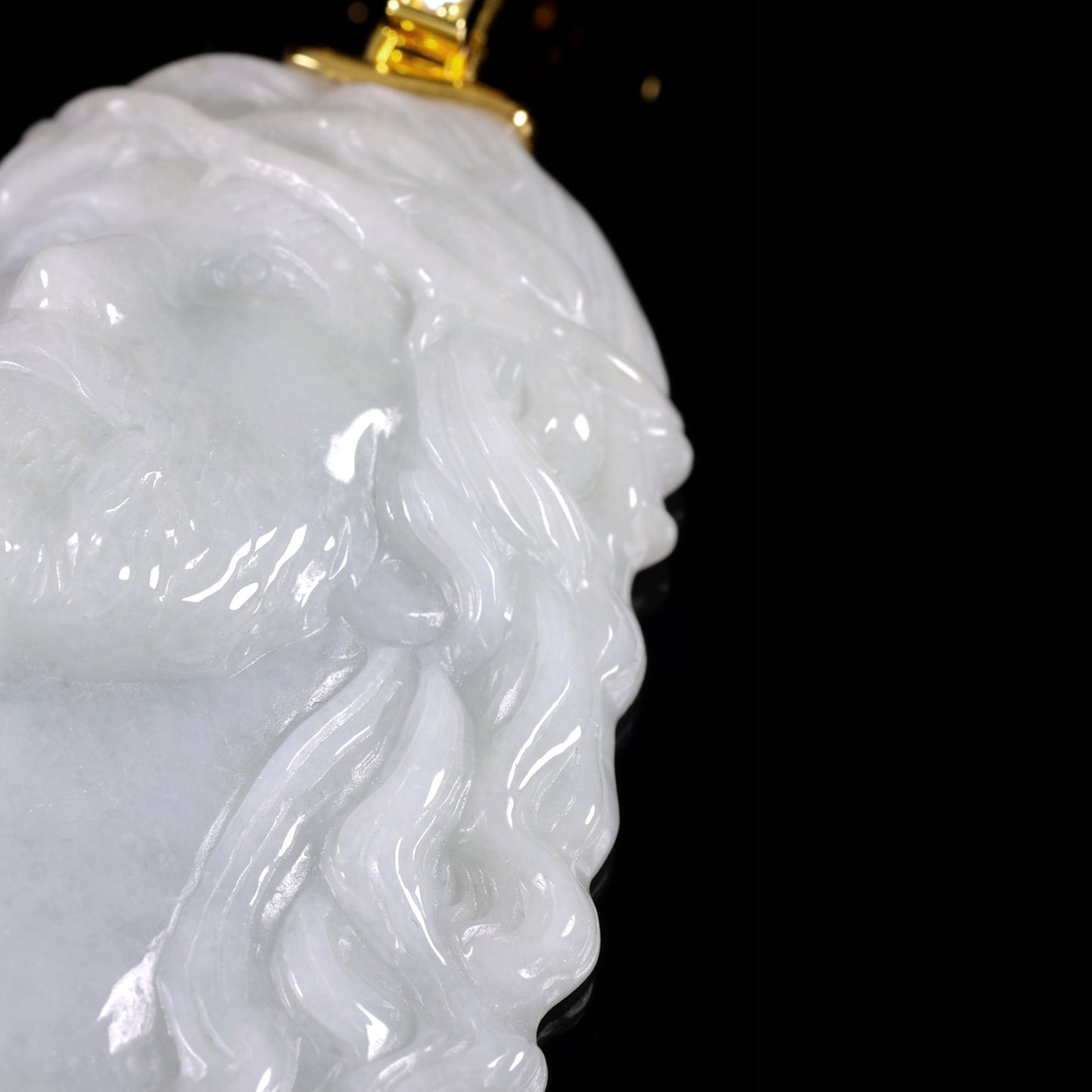Natural White Jadeite Jesus Head Pendant | Diamond Cross Bail S925 - Grade A Natural Jade Jewelry