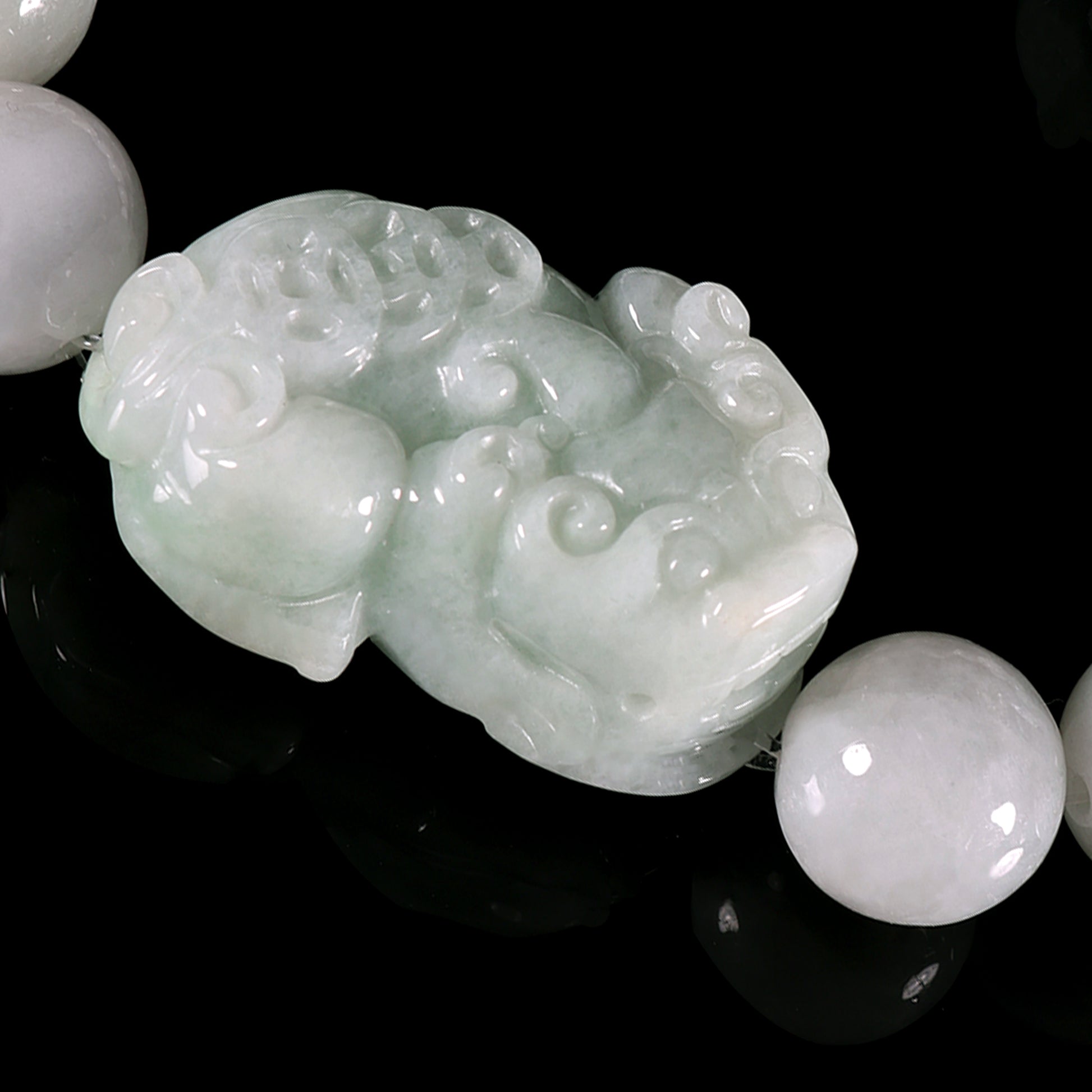 Natural White Jadeite Pixiu Bracelet - Grade A Natural Jade Jewelry