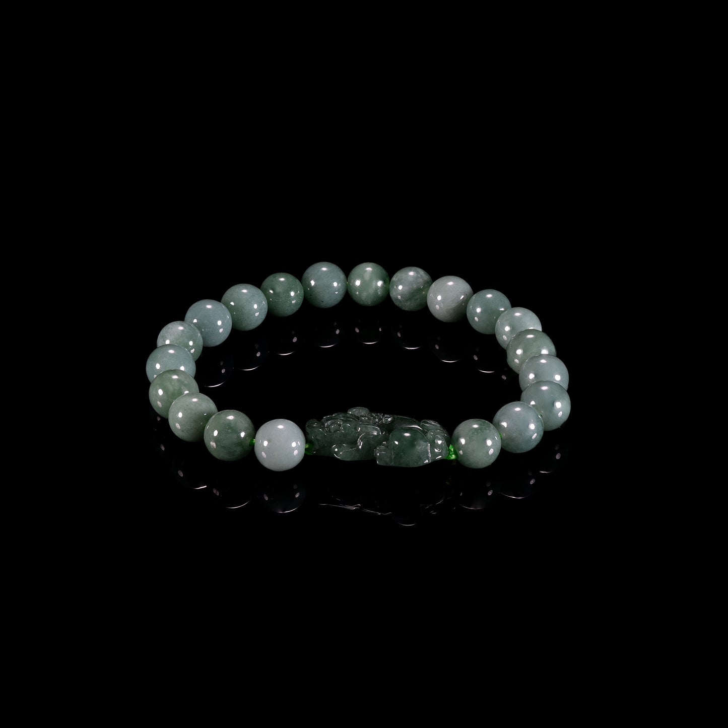 Natural Jadeite Pixiu Bracelet | 天然翡翠貔貅手链 - Certified Grade A jade bracelet from Jadelume