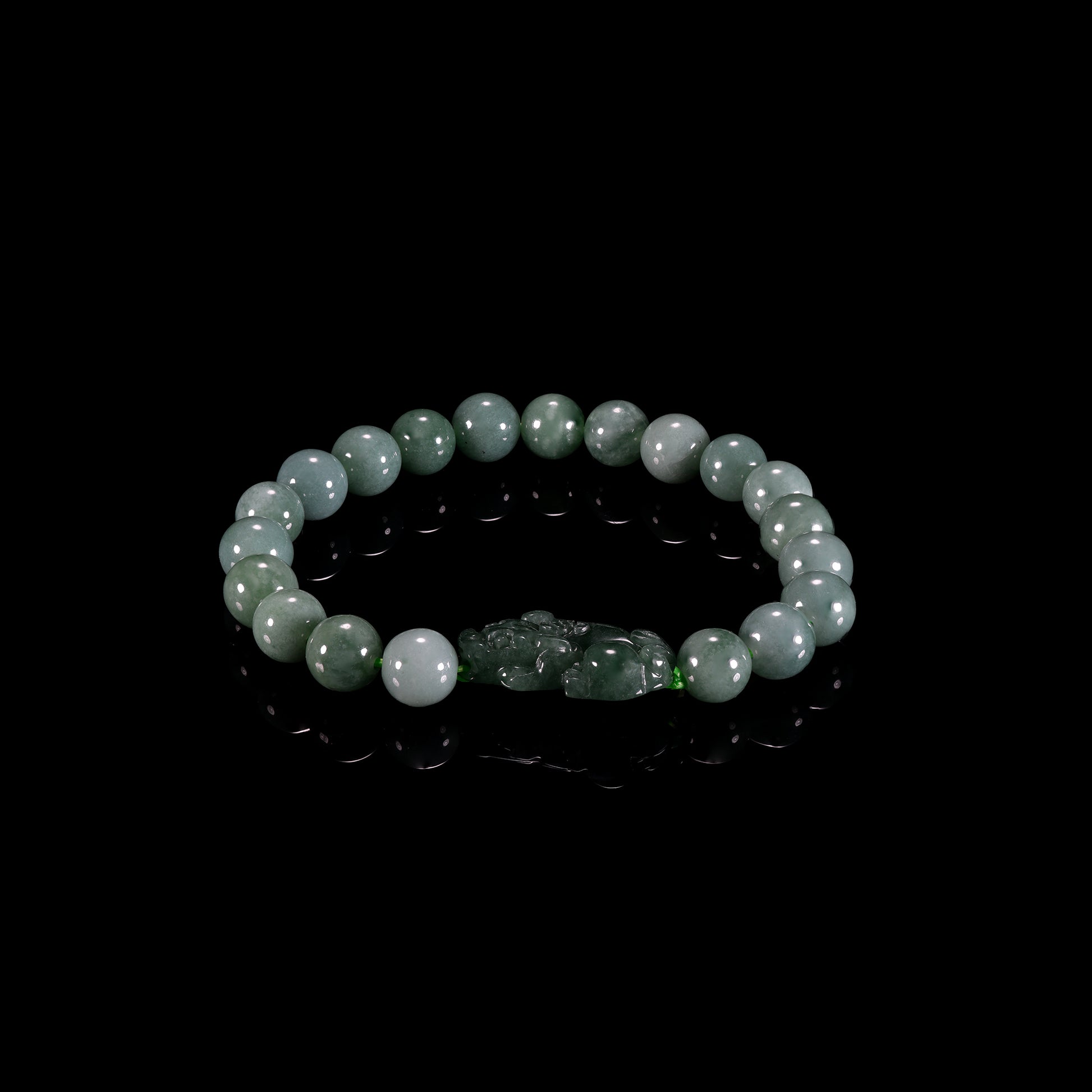 Natural Jadeite Pixiu Bracelet | 天然翡翠貔貅手链 - Certified Grade A jade bracelet from Jadelume