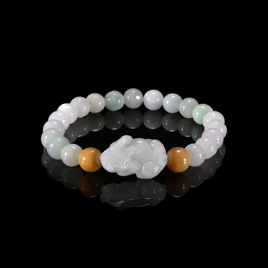 Bracelet11 White Jade Beaded Pixiu Bracelet