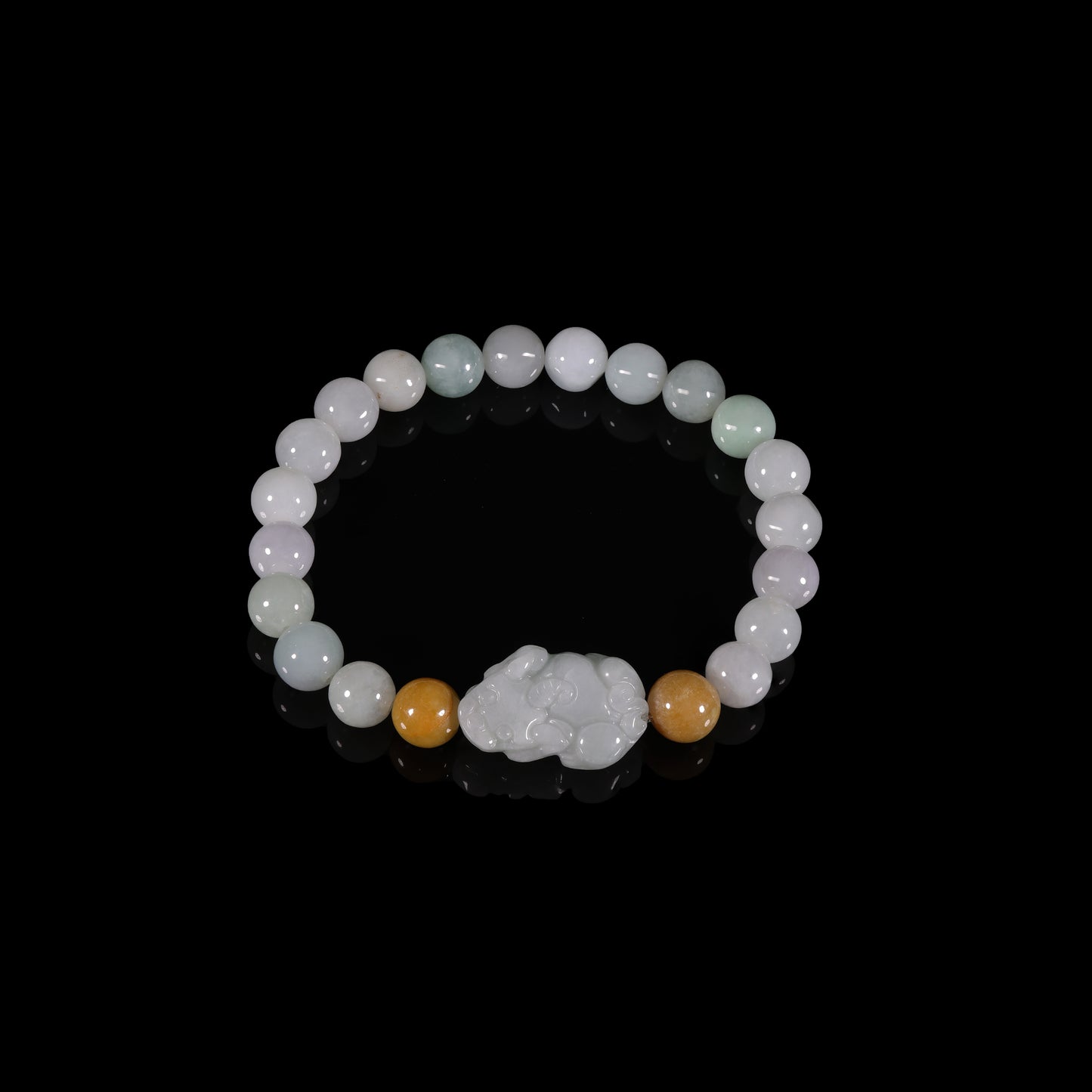 Bracelet11 White Jade Beaded Pixiu Bracelet