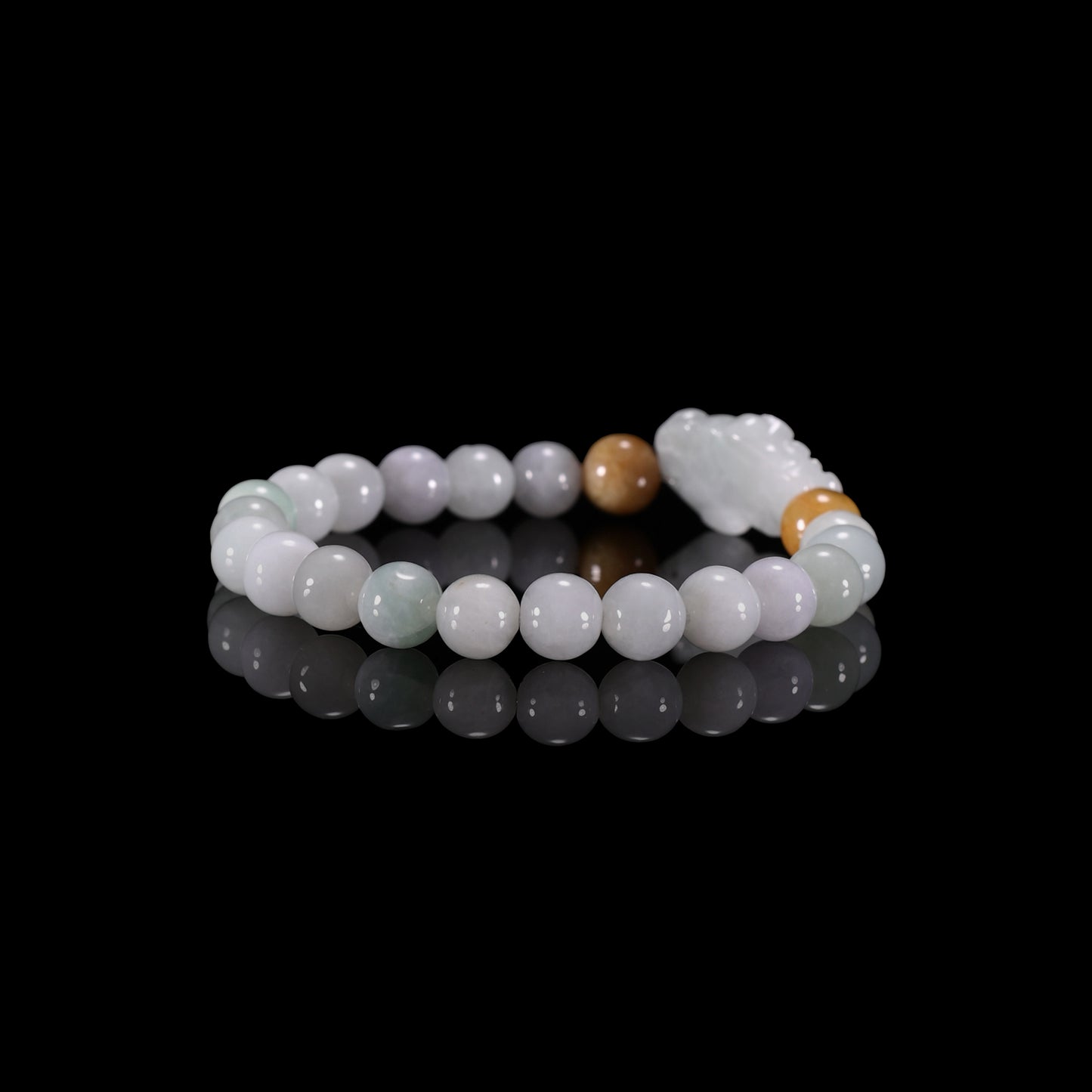Bracelet11 White Jade Beaded Pixiu Bracelet