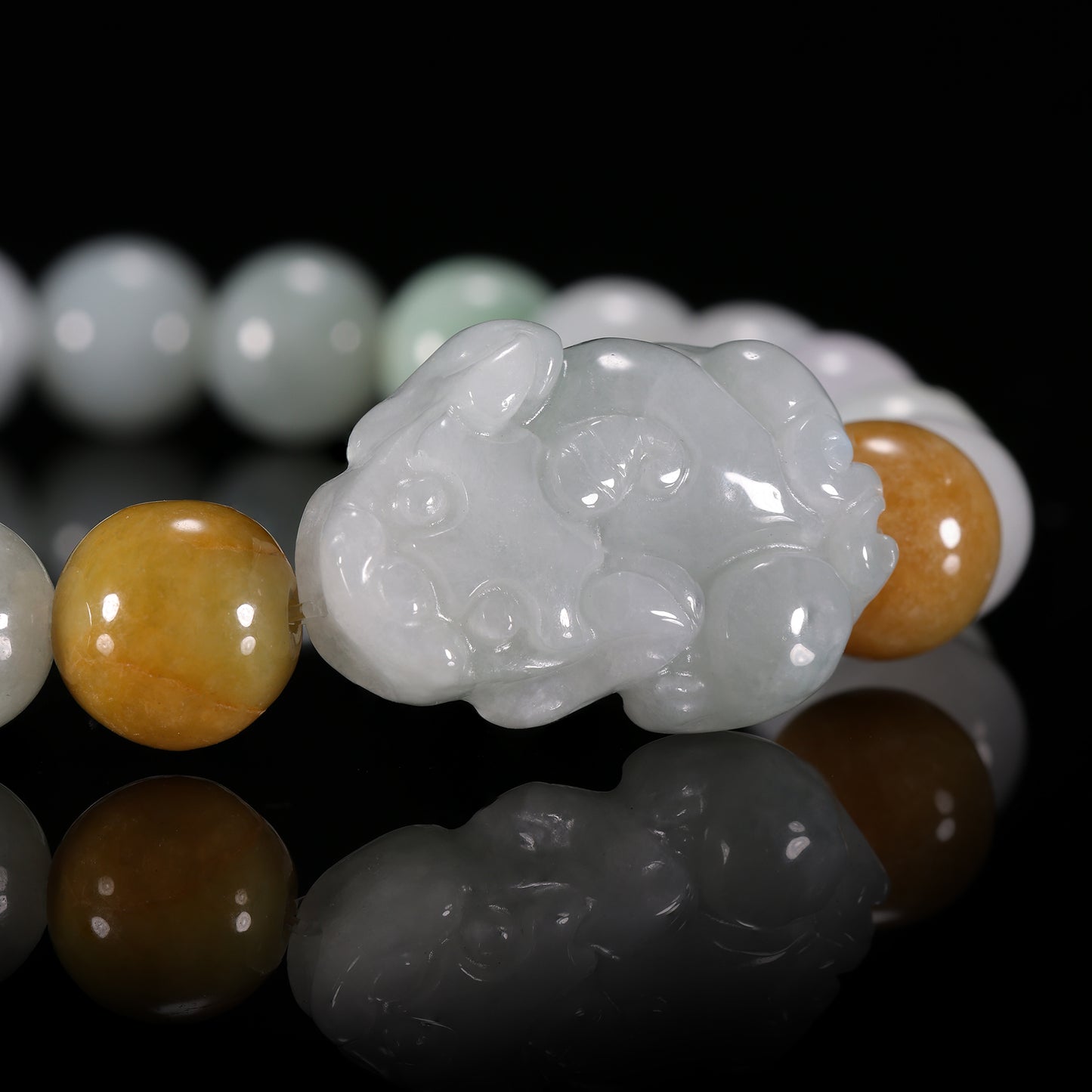 Bracelet11 White Jade Beaded Pixiu Bracelet