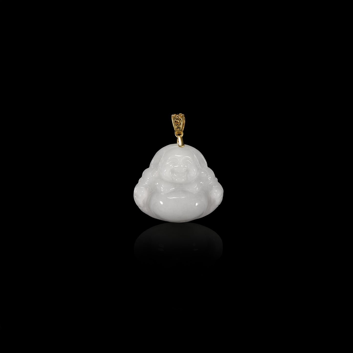 Pendant58 White Jade Laughing Buddha Pendant