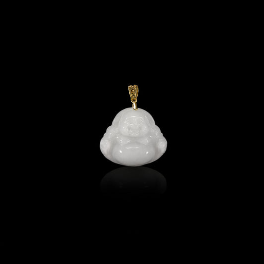 Livestrean Pendant White Jade Laughing Buddha Pendant