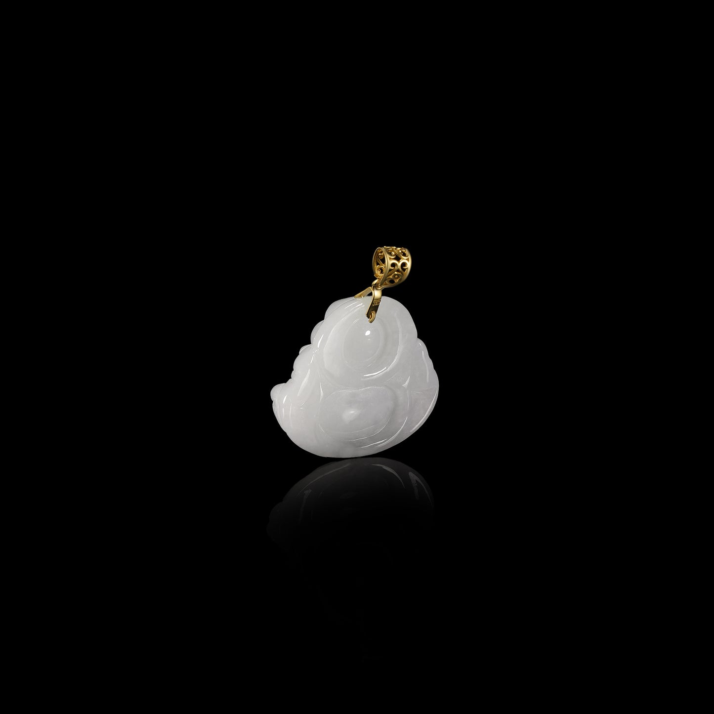 Pendant58 White Jade Laughing Buddha Pendant