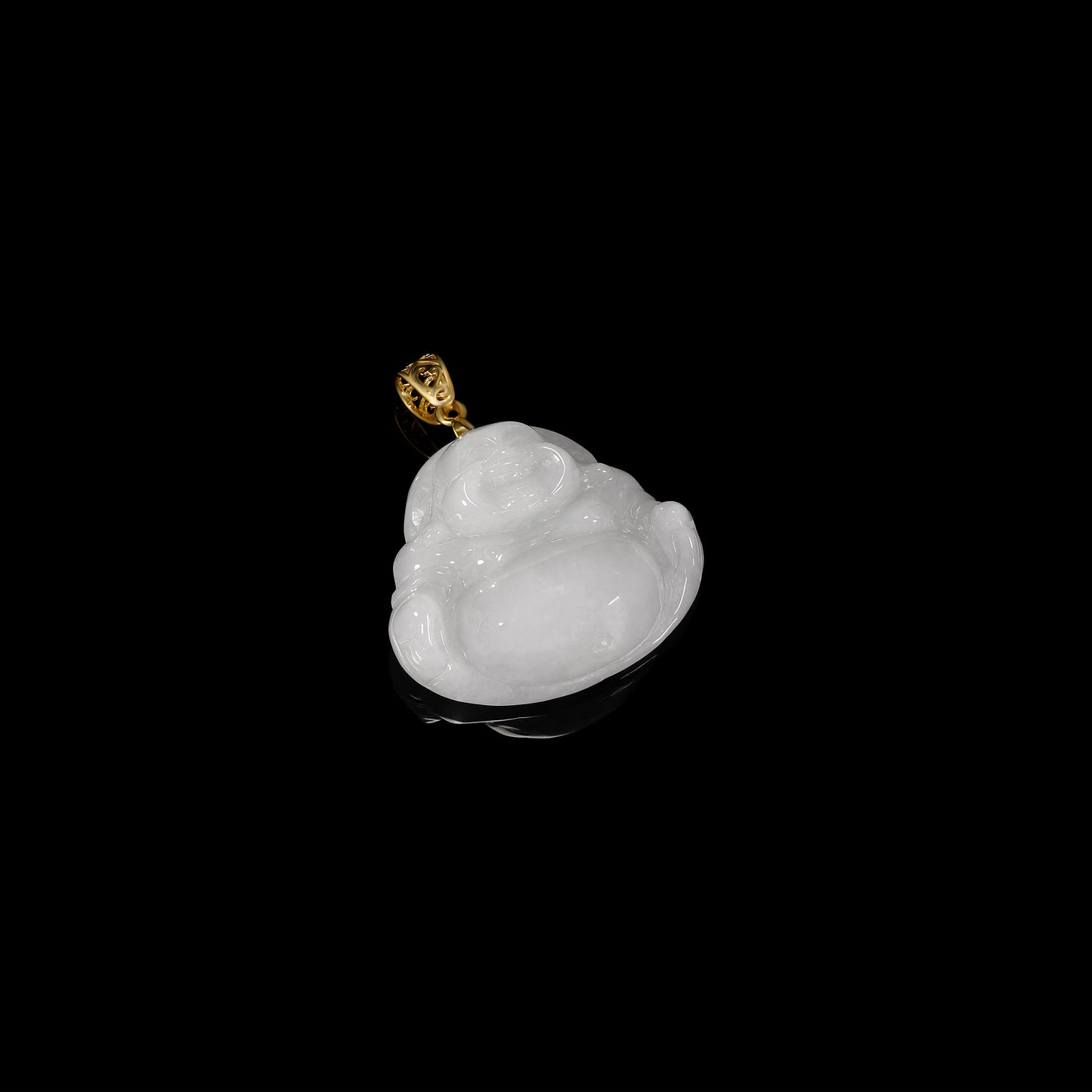 Pendant58 White Jade Laughing Buddha Pendant