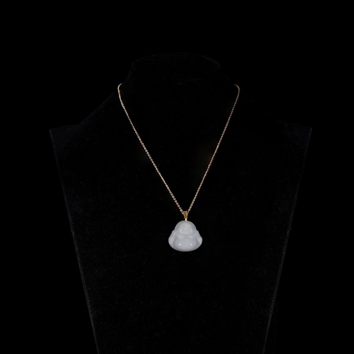 Pendant58 White Jade Laughing Buddha Pendant
