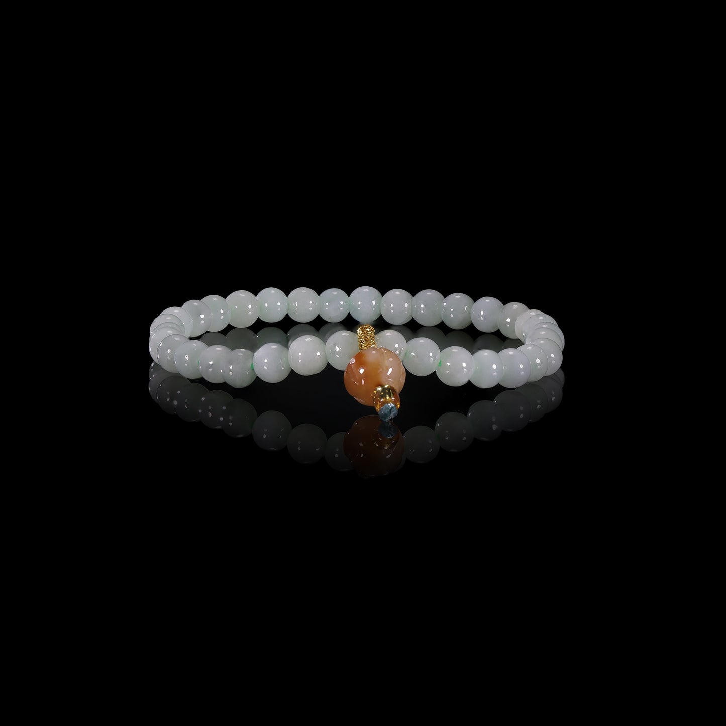 Bracelet8 Green Jade Beaded Bracelet with Gold Accent Charm
