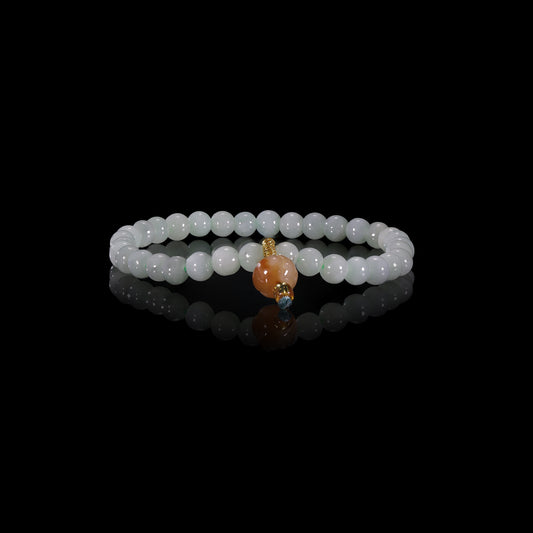 Bracelet8 Green Jade Beaded Bracelet with Gold Accent Charm
