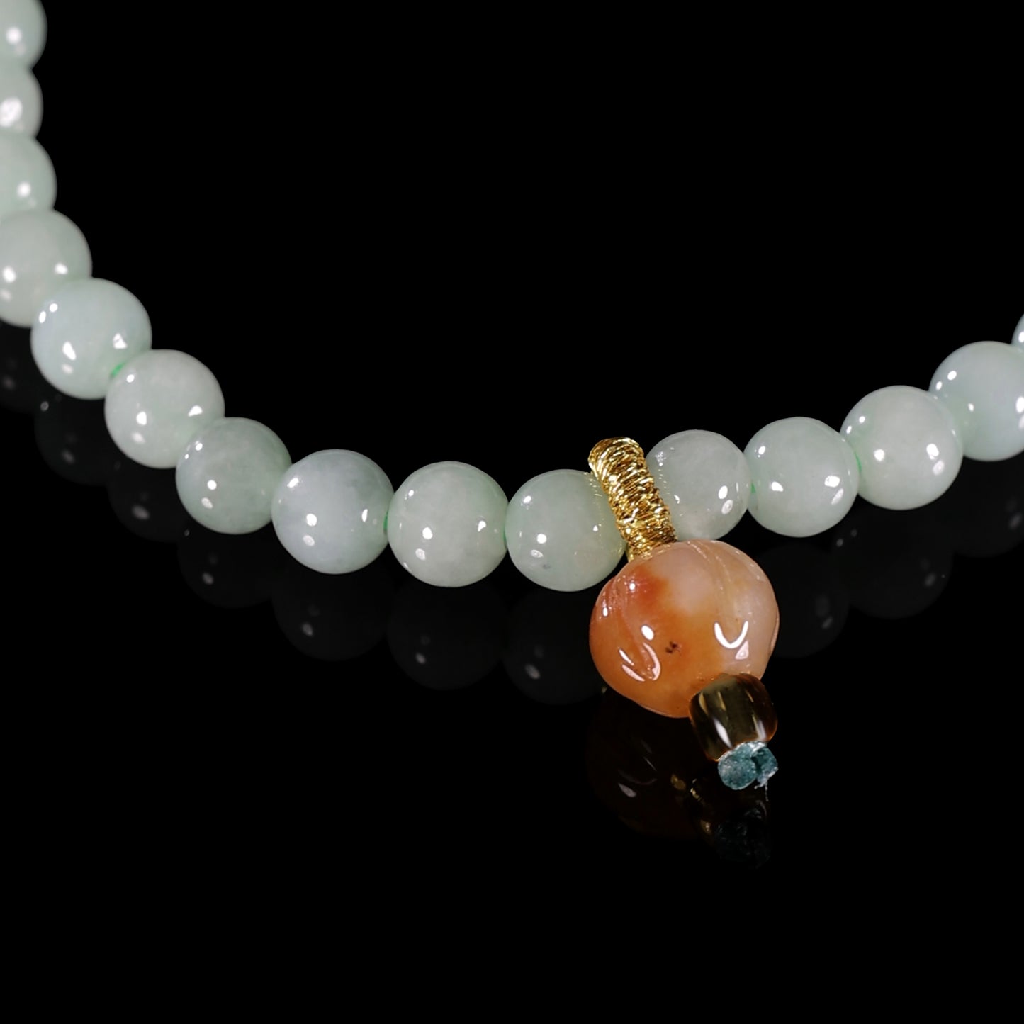 Bracelet8 Green Jade Beaded Bracelet with Gold Accent Charm