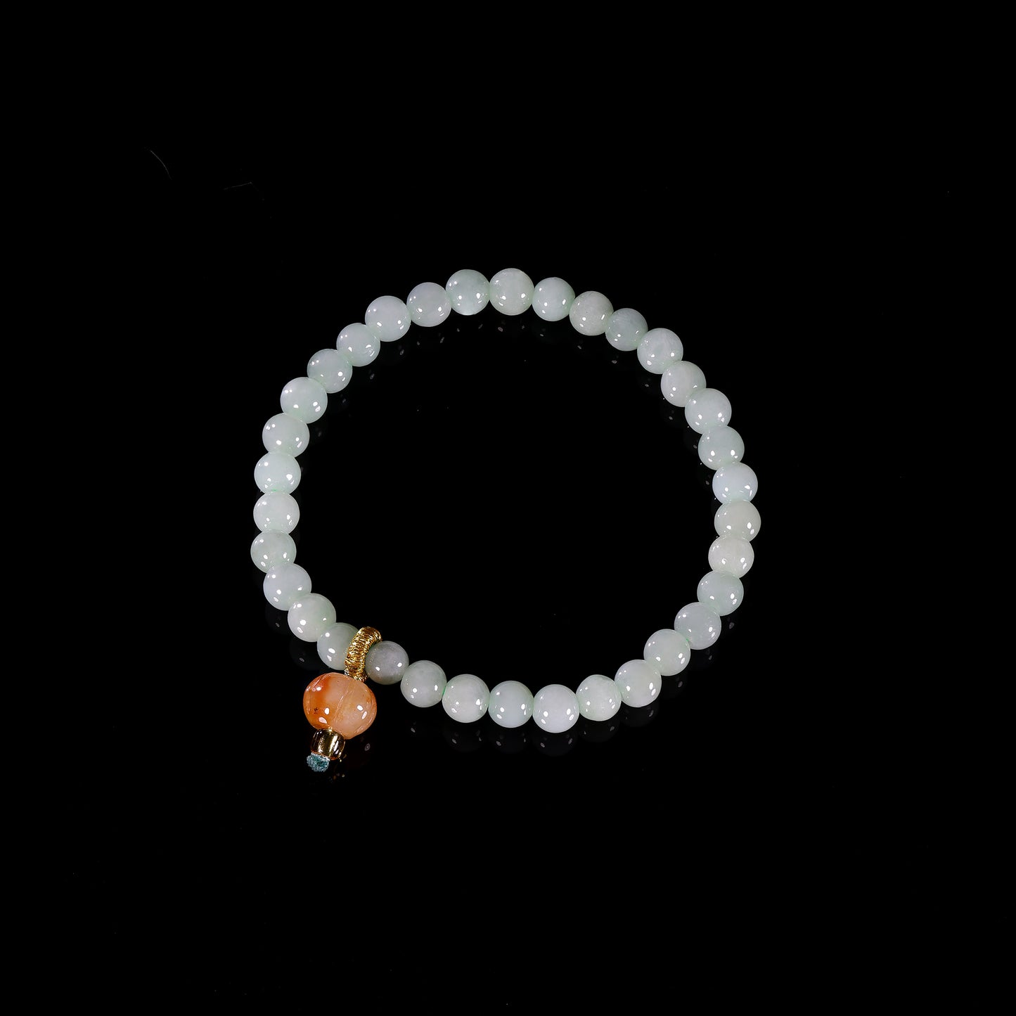 Bracelet8 Green Jade Beaded Bracelet with Gold Accent Charm