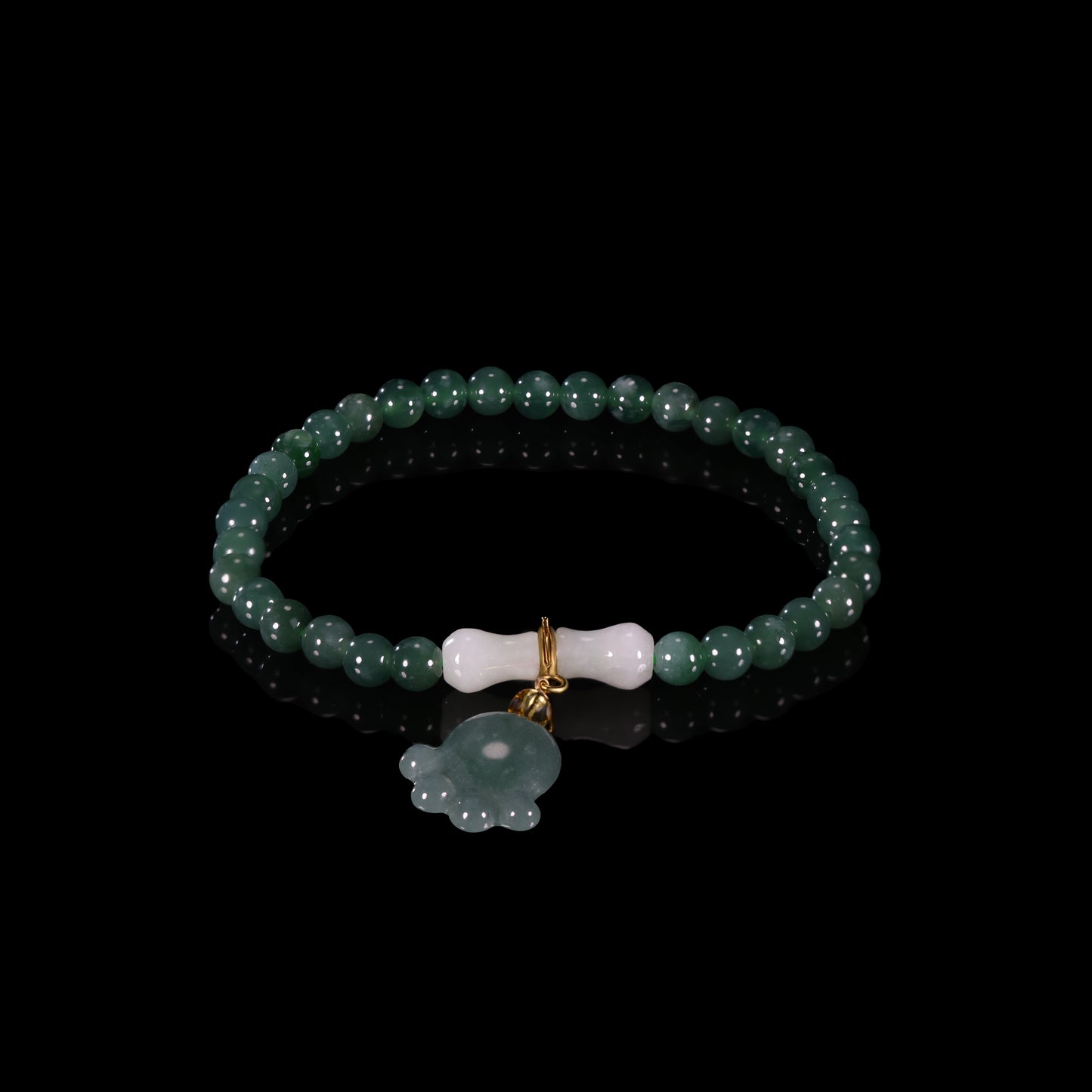 Bracelet13 Jade Beaded Bracelet with Laughing Buddha Charm