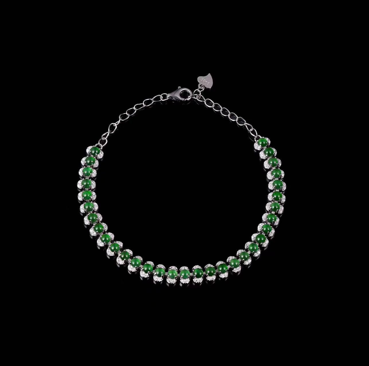 Bracelet15 Green Jade Bead Chain Bracelet