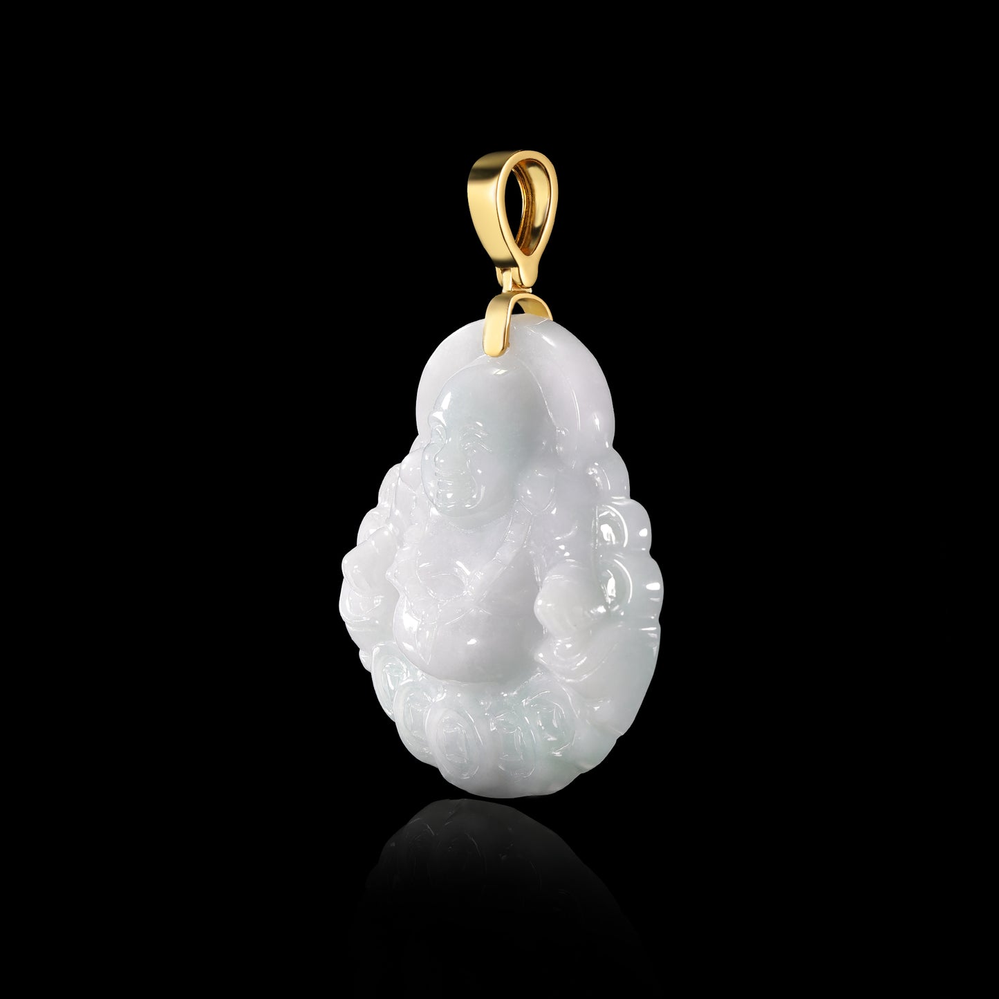 Pendant59 White Jade Laughing Buddha Pendant
