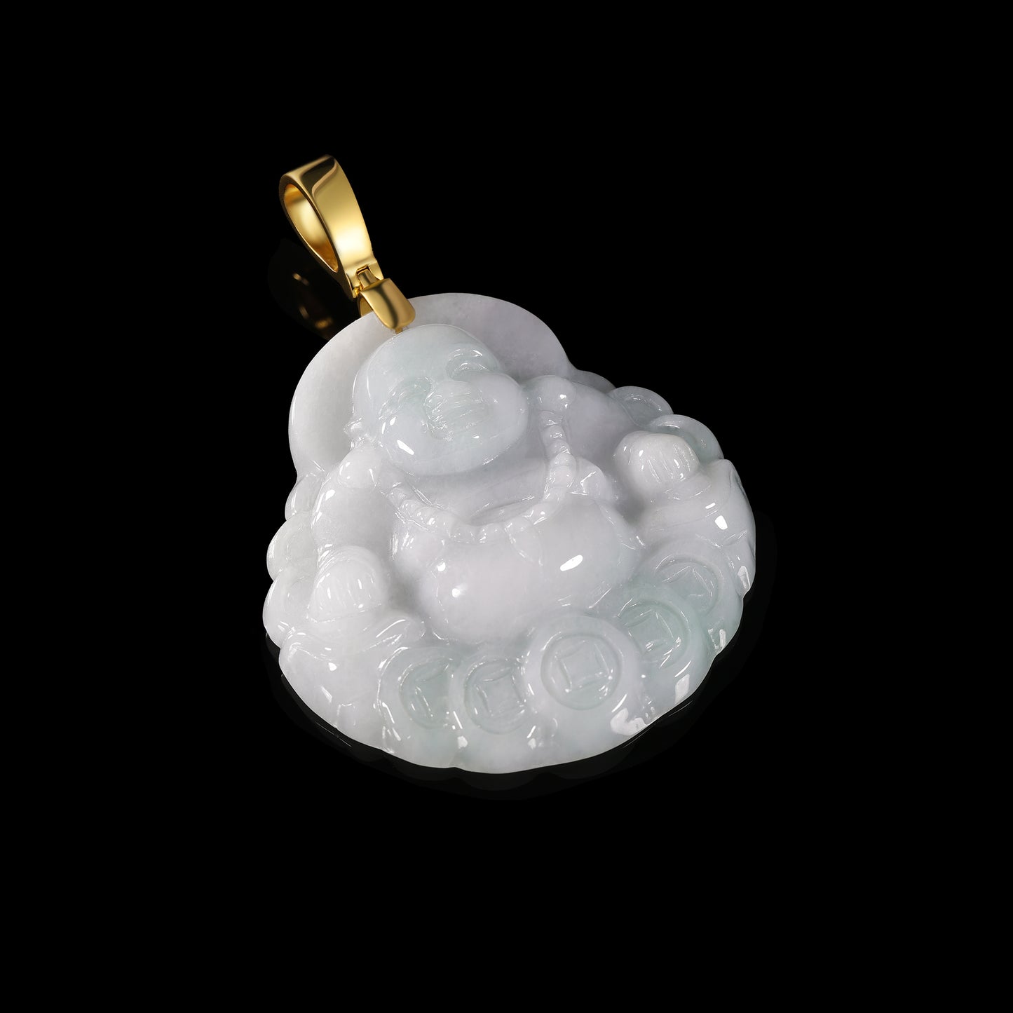 Pendant59 White Jade Laughing Buddha Pendant
