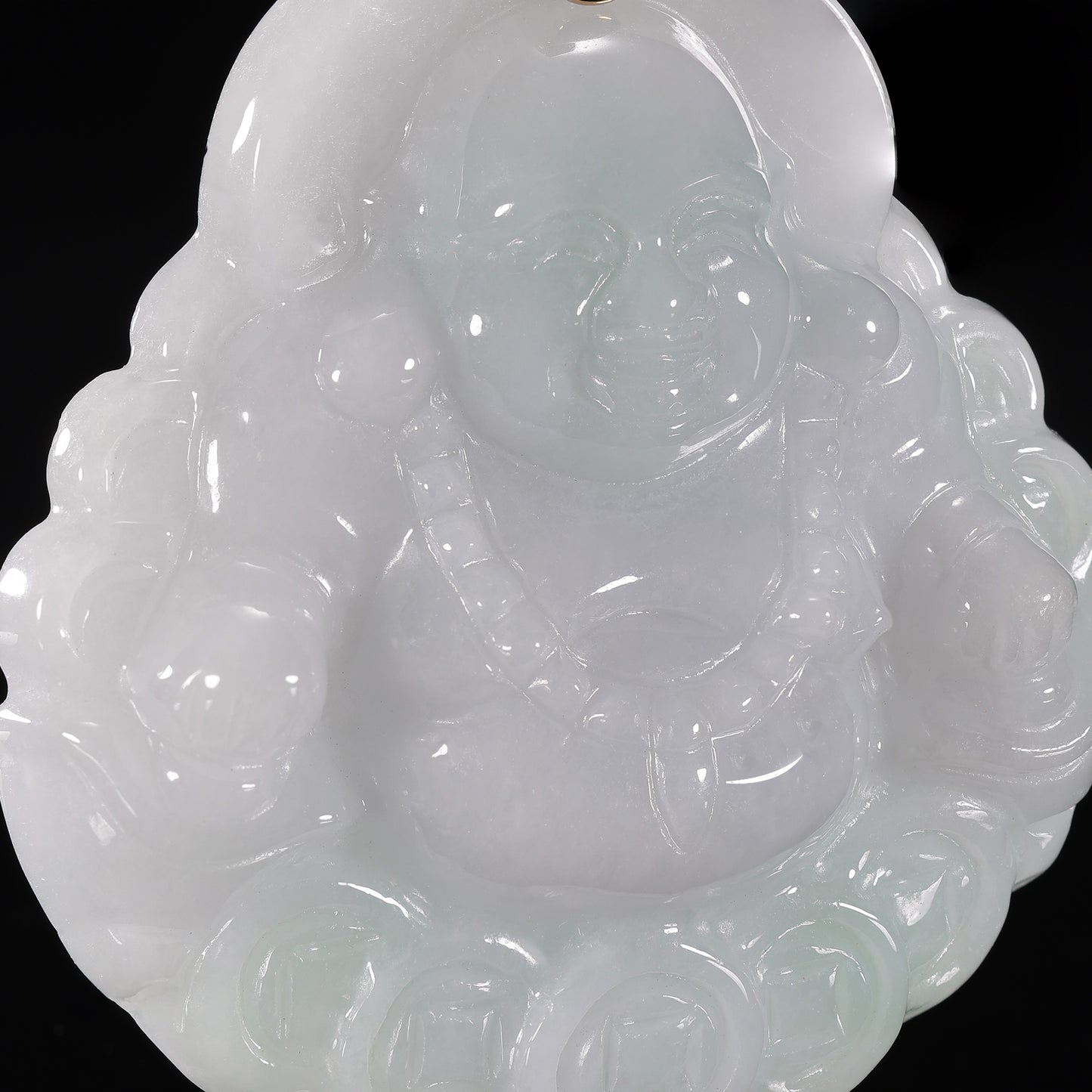 Pendant59 White Jade Laughing Buddha Pendant