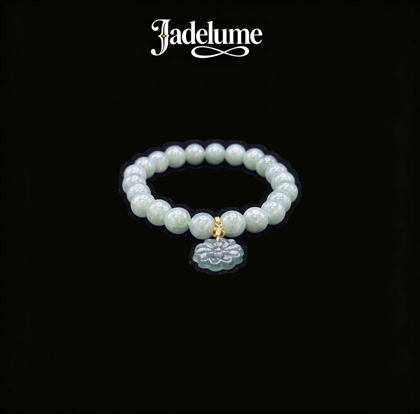 Bracelet9 Jade Beaded Bracelet with Floral Charm