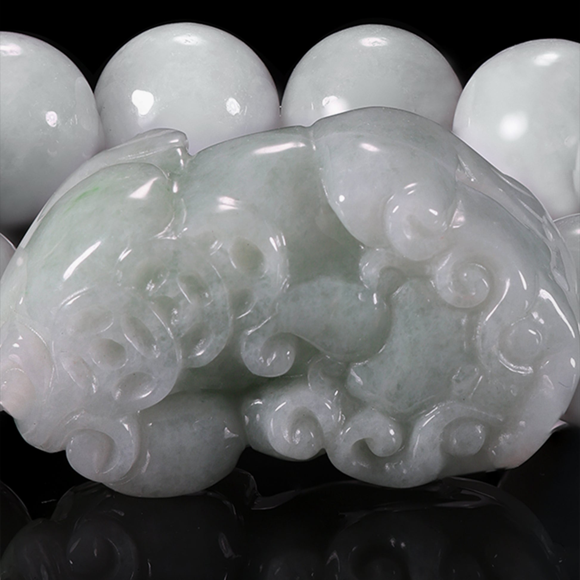 Natural White Jadeite Pixiu Bracelet - Grade A Natural Jade Jewelry