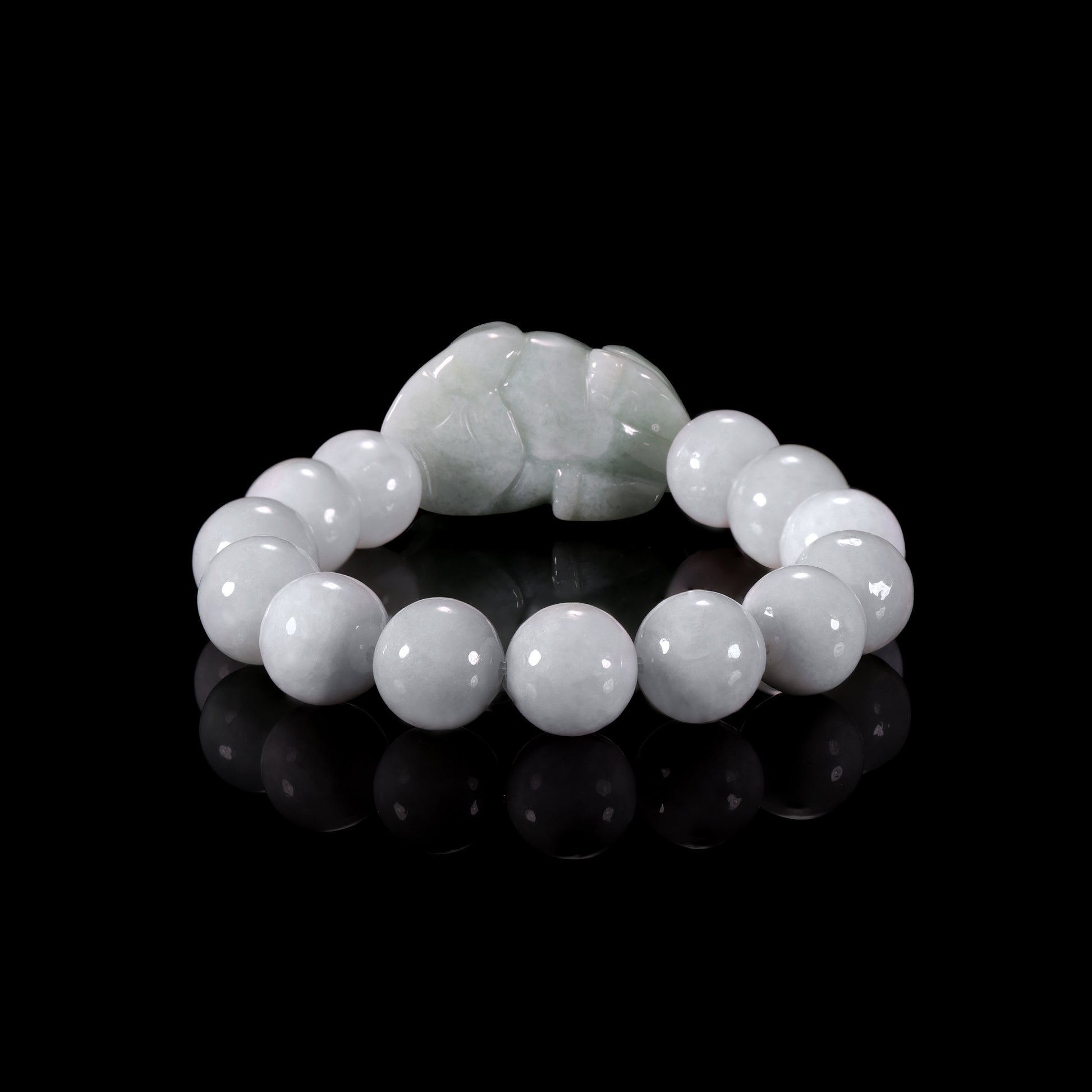 Natural White Jadeite Pixiu Bracelet - Grade A Natural Jade Jewelry