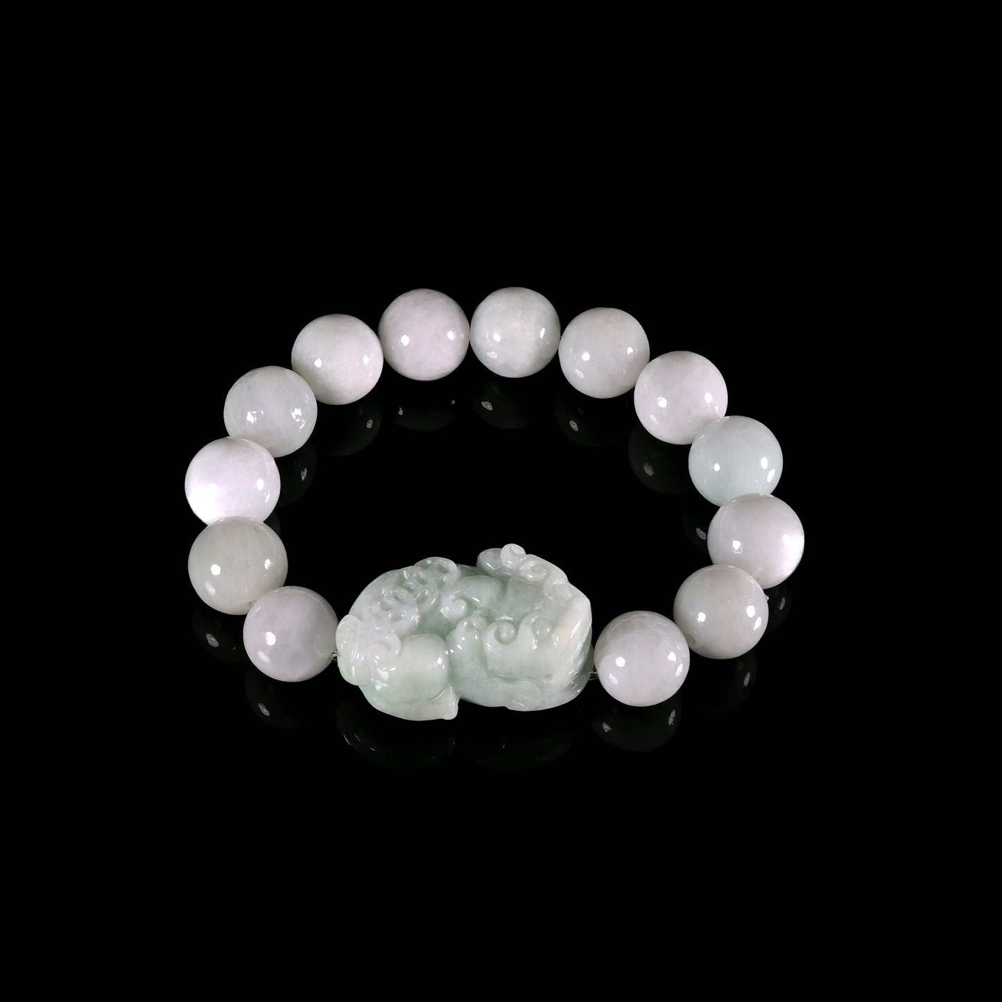 Natural White Jadeite Pixiu Bracelet - Grade A Natural Jade Jewelry