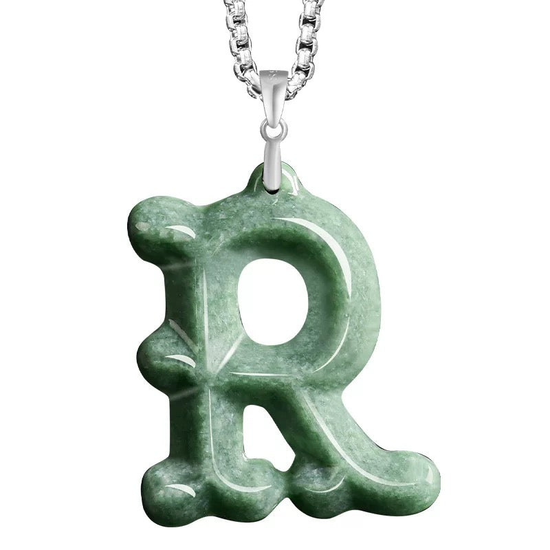 Customized White "R" Jade and Cross Pendant (two pics)
