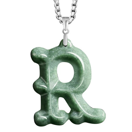 Customized White "R" Jade and Cross Pendant (two pics)