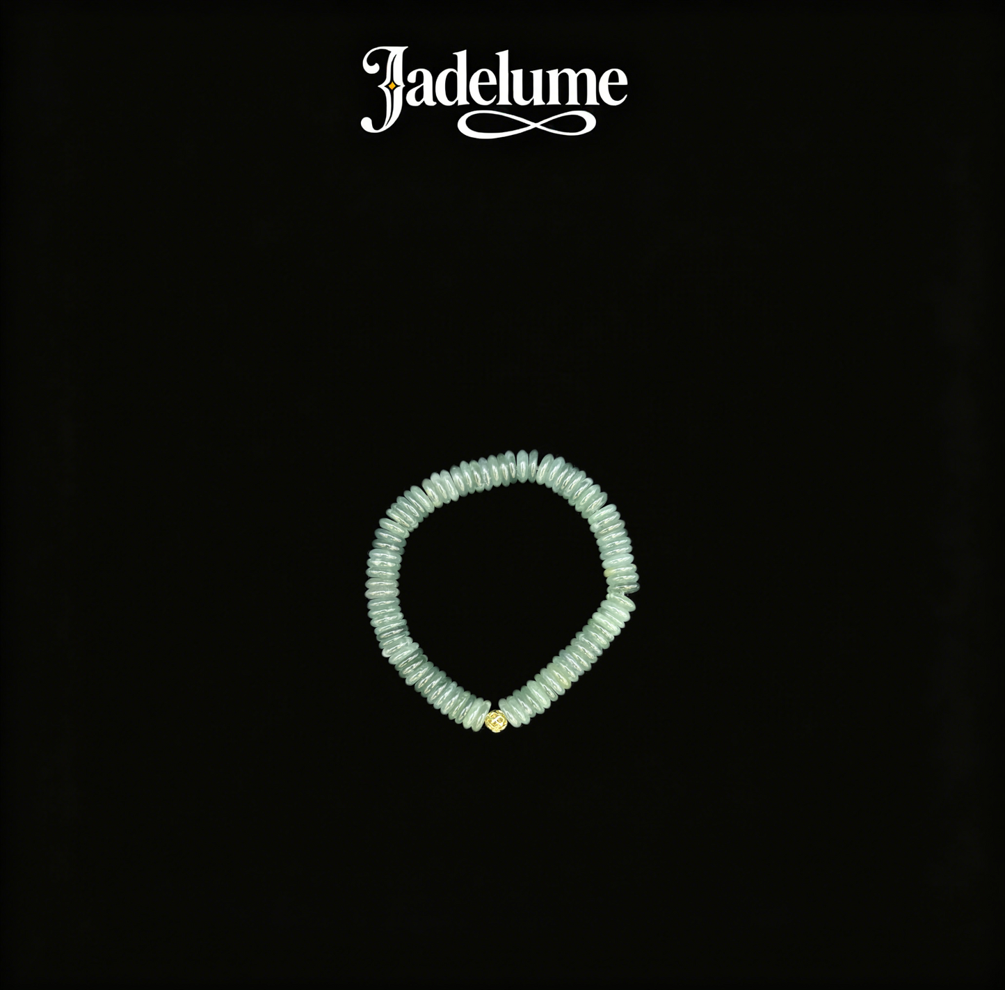 Green Jade Disc Bead Bracelet with Gold Accent - Grade A Natural Jade Jewelry