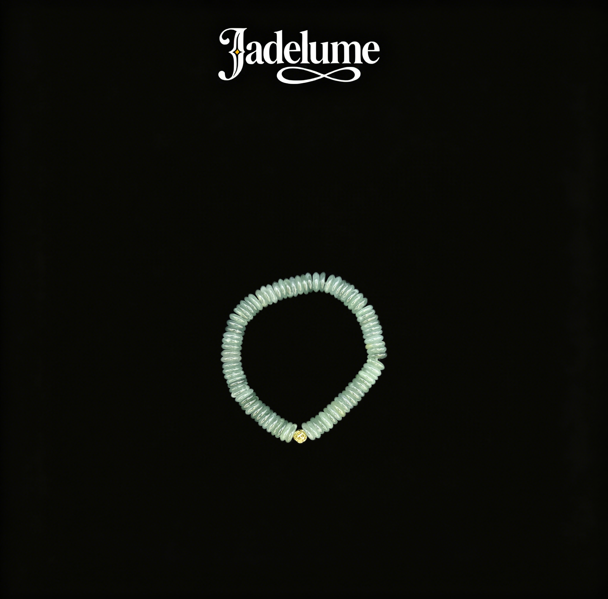 Green Jade Disc Bead Bracelet with Gold Accent - Grade A Natural Jade Jewelry