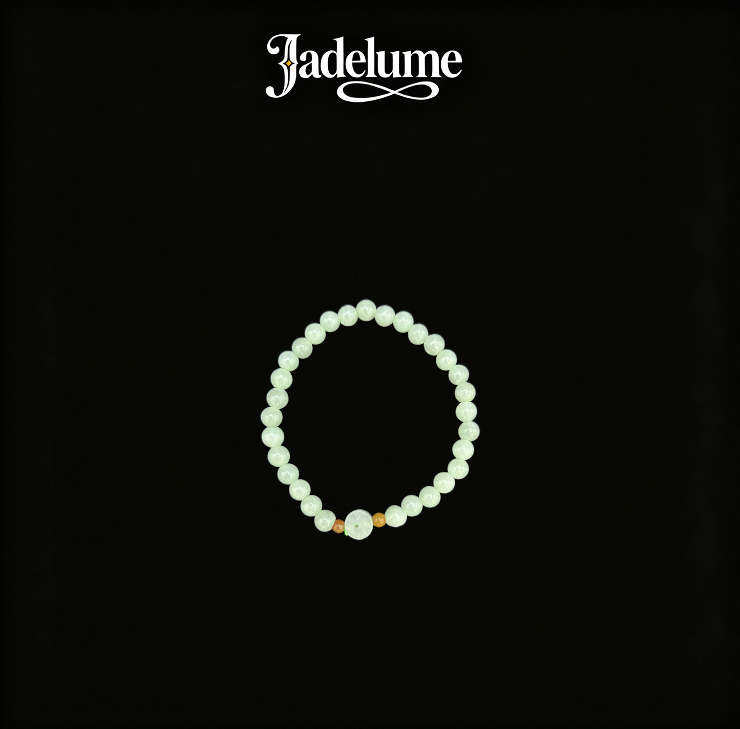 Jade Round Bead Bracelet with Jade Coin & Gold Accent Beads - Grade A Natural Jade Jewelry