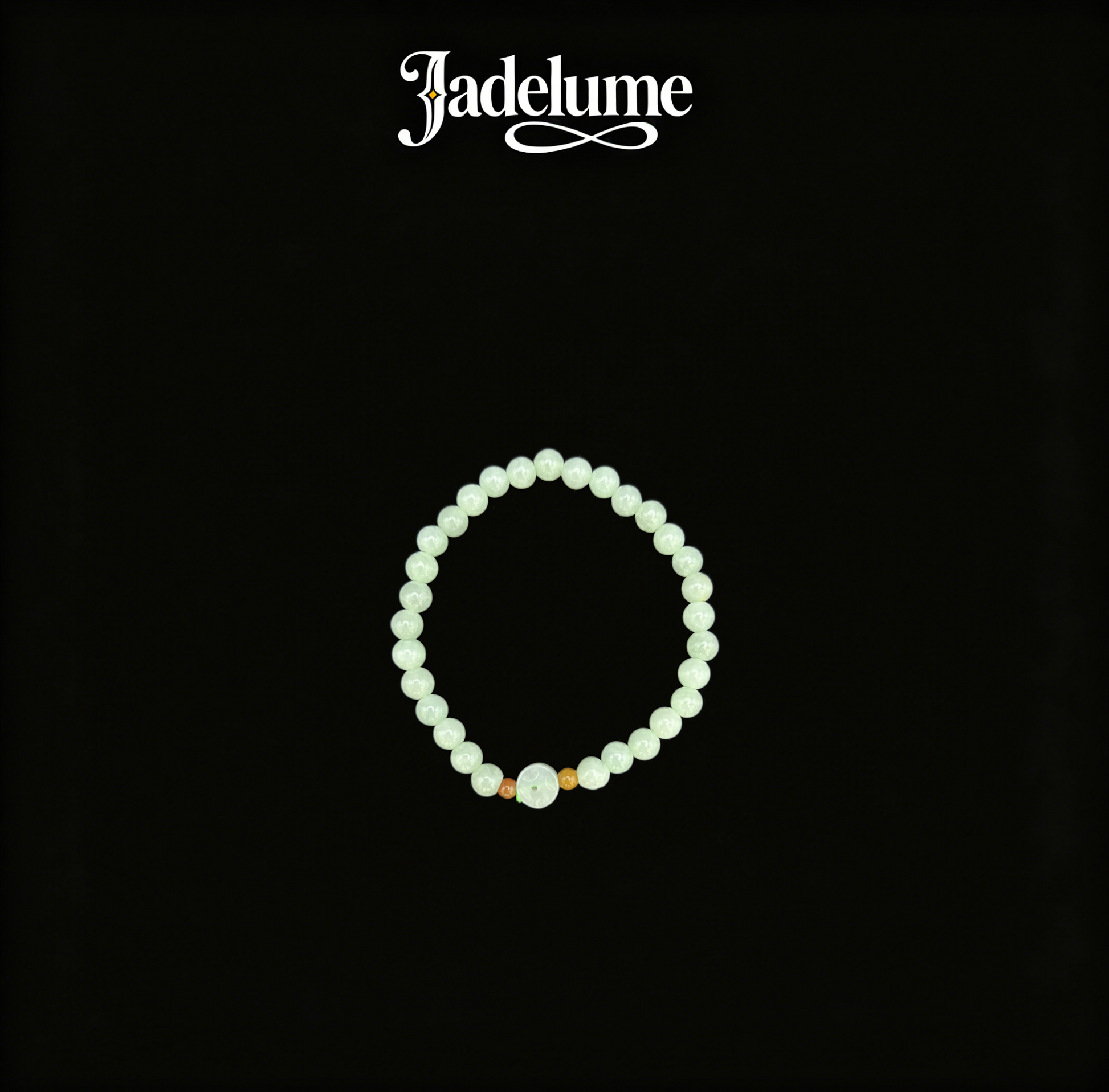 Jade Round Bead Bracelet with Jade Coin & Gold Accent Beads - Grade A Natural Jade Jewelry
