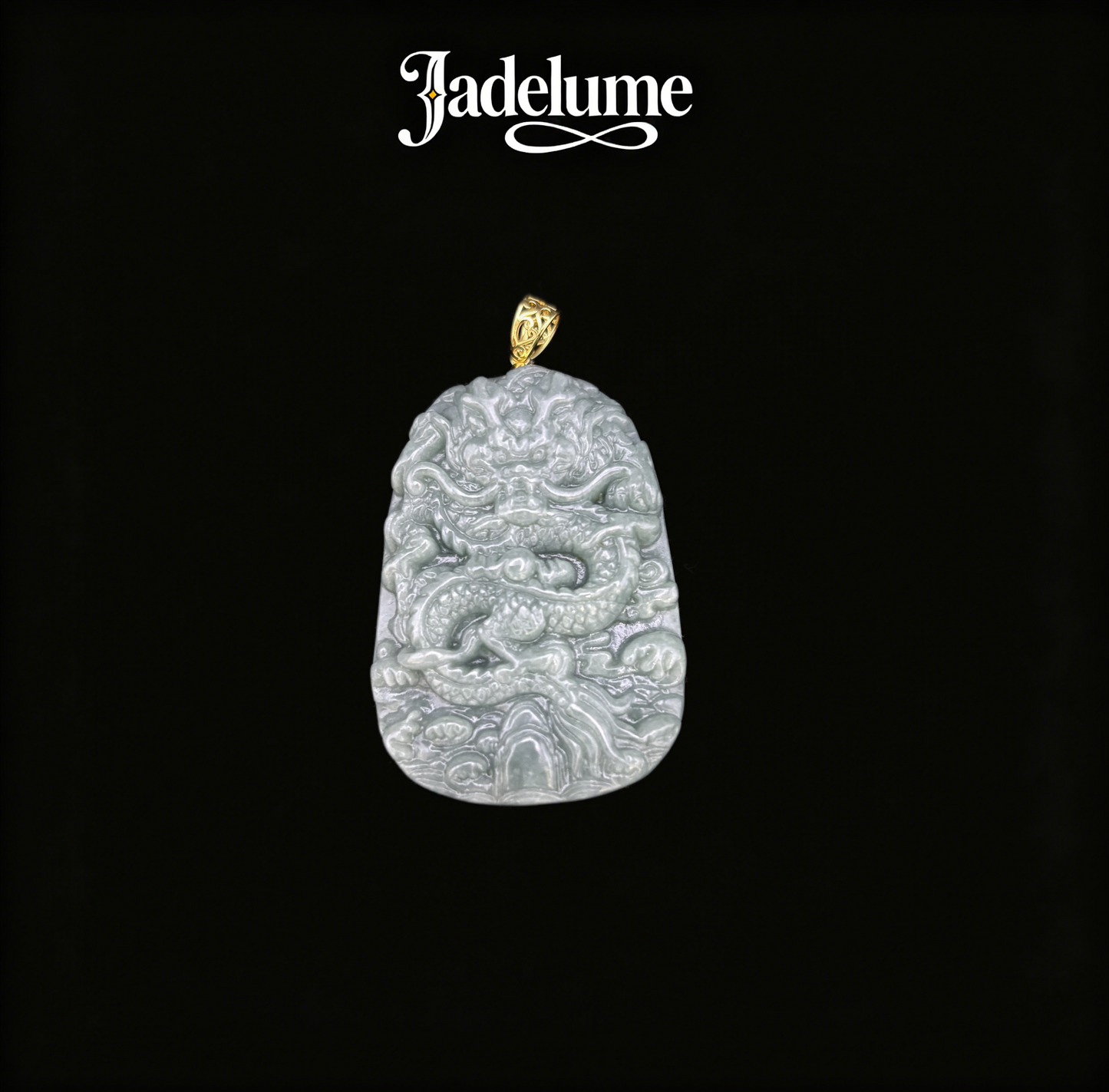 Dragon Jade Pendant with Gold Bail - Grade A Natural Jade Jewelry