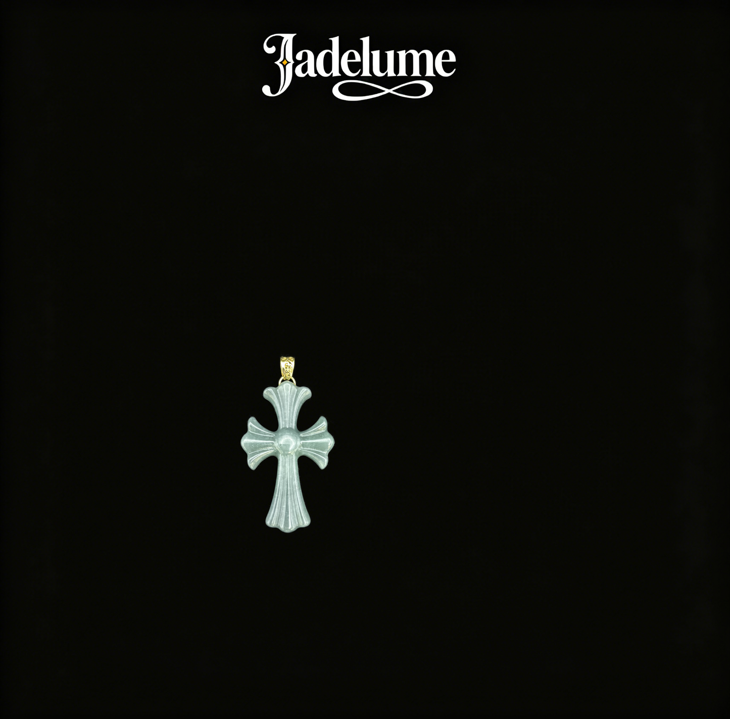 Jade Cross Pendant with Gold Bail - Grade A Natural Jade Jewelry