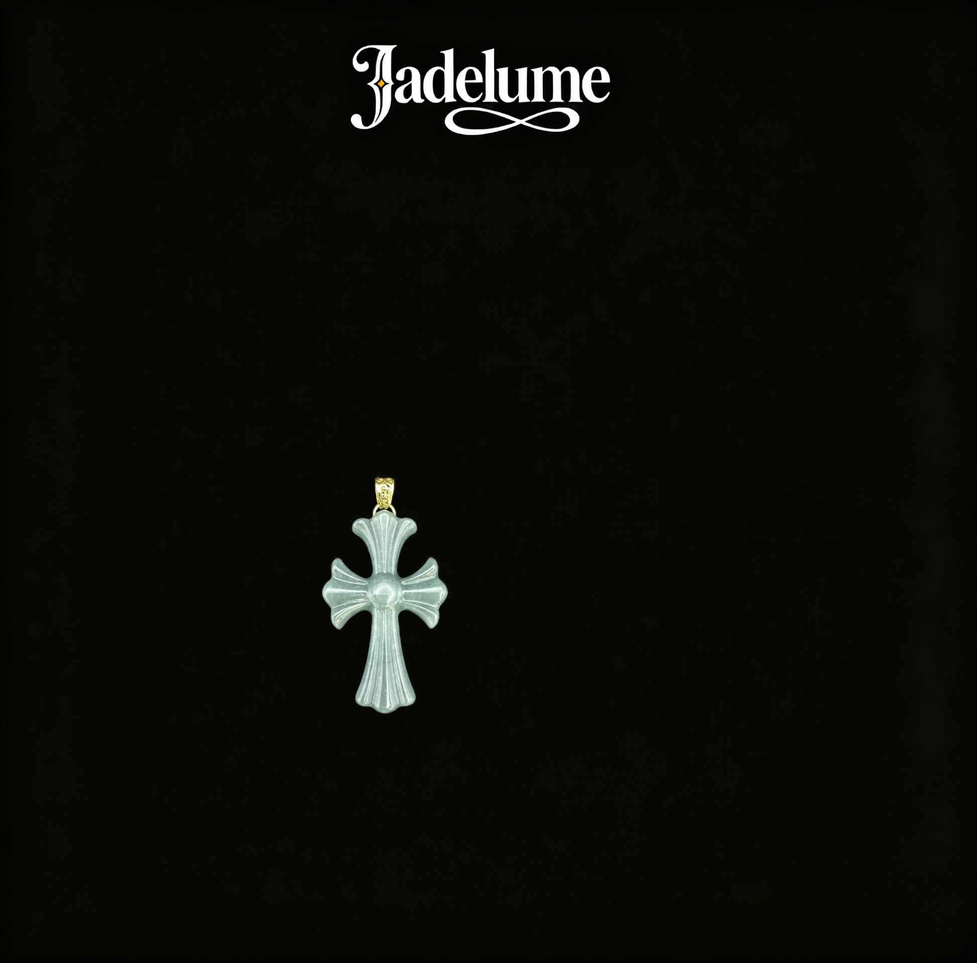 Jade Cross Pendant with Gold Bail - Grade A Natural Jade Jewelry