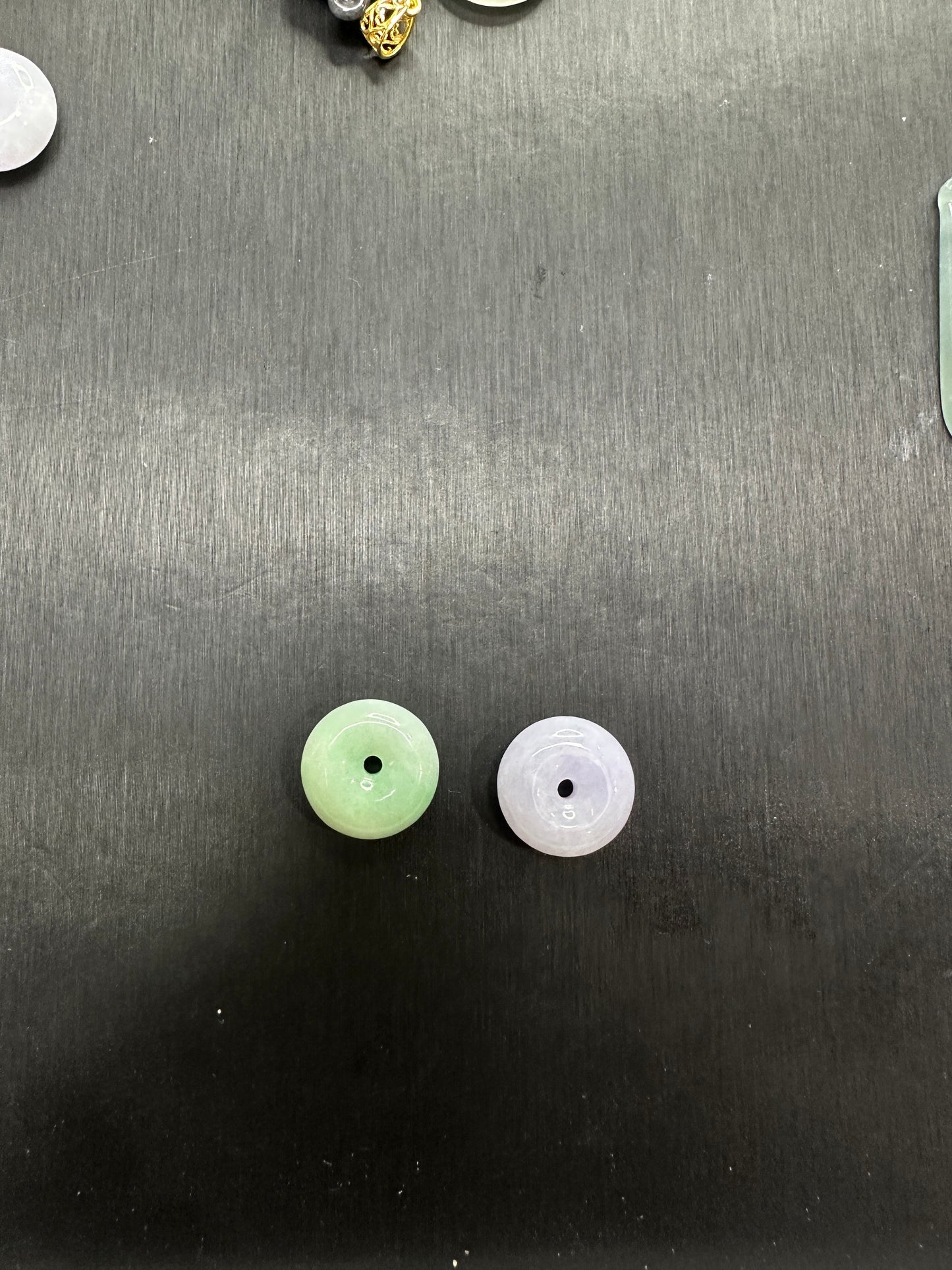 Custom Jade  donut Pendant gold clasp