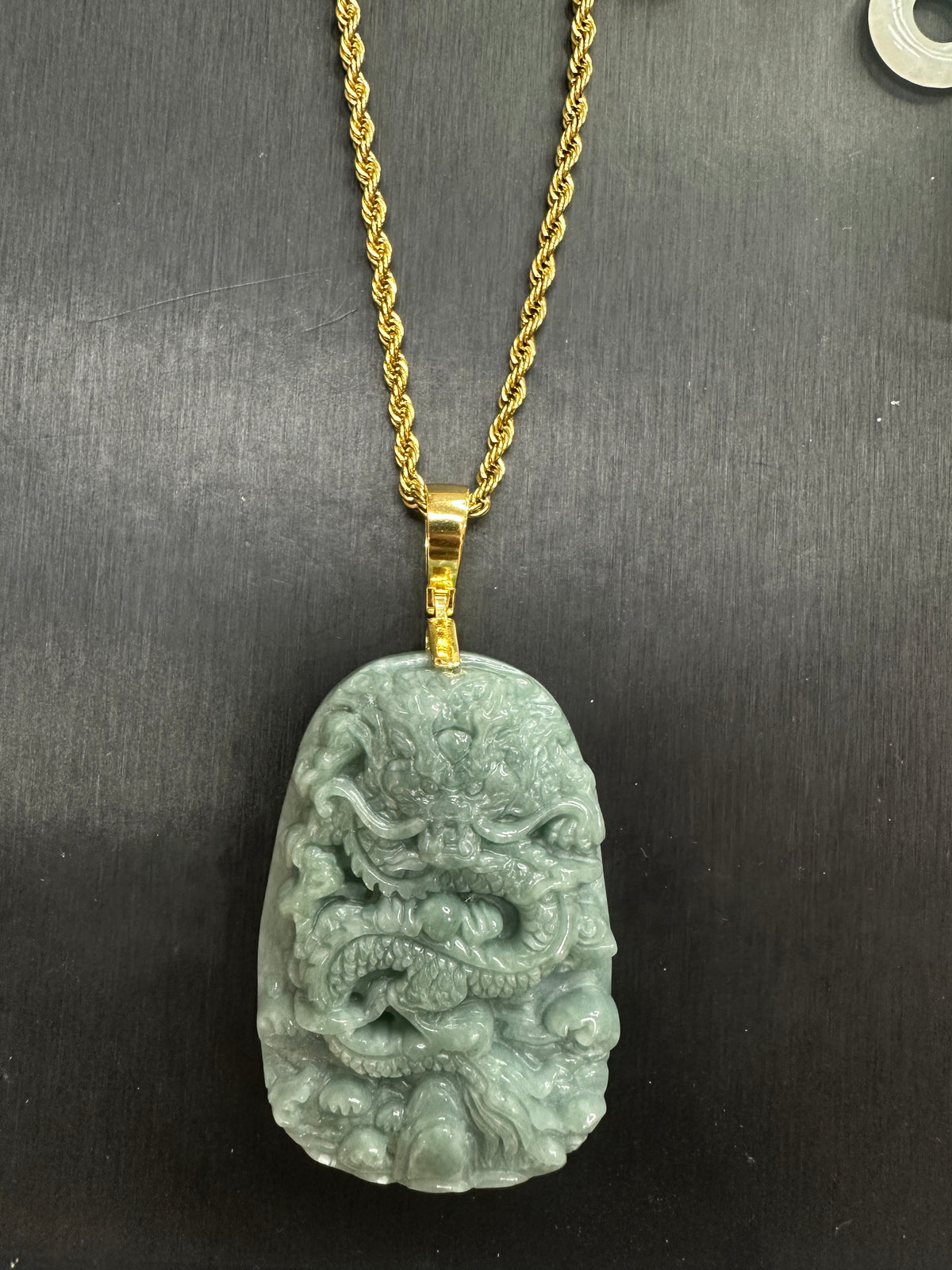 Pendant14 Carved Dragon Jade Pendant（big clasp）