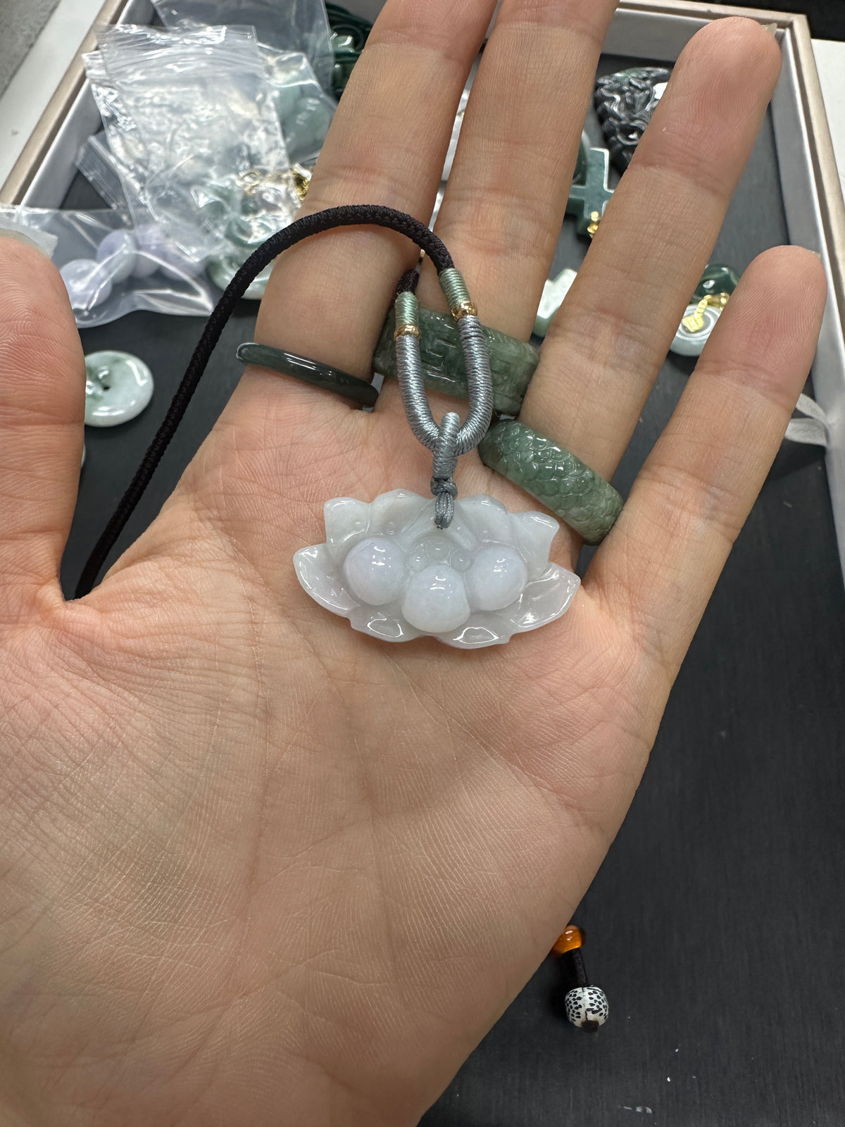 Natural Jadeite lotus necklace