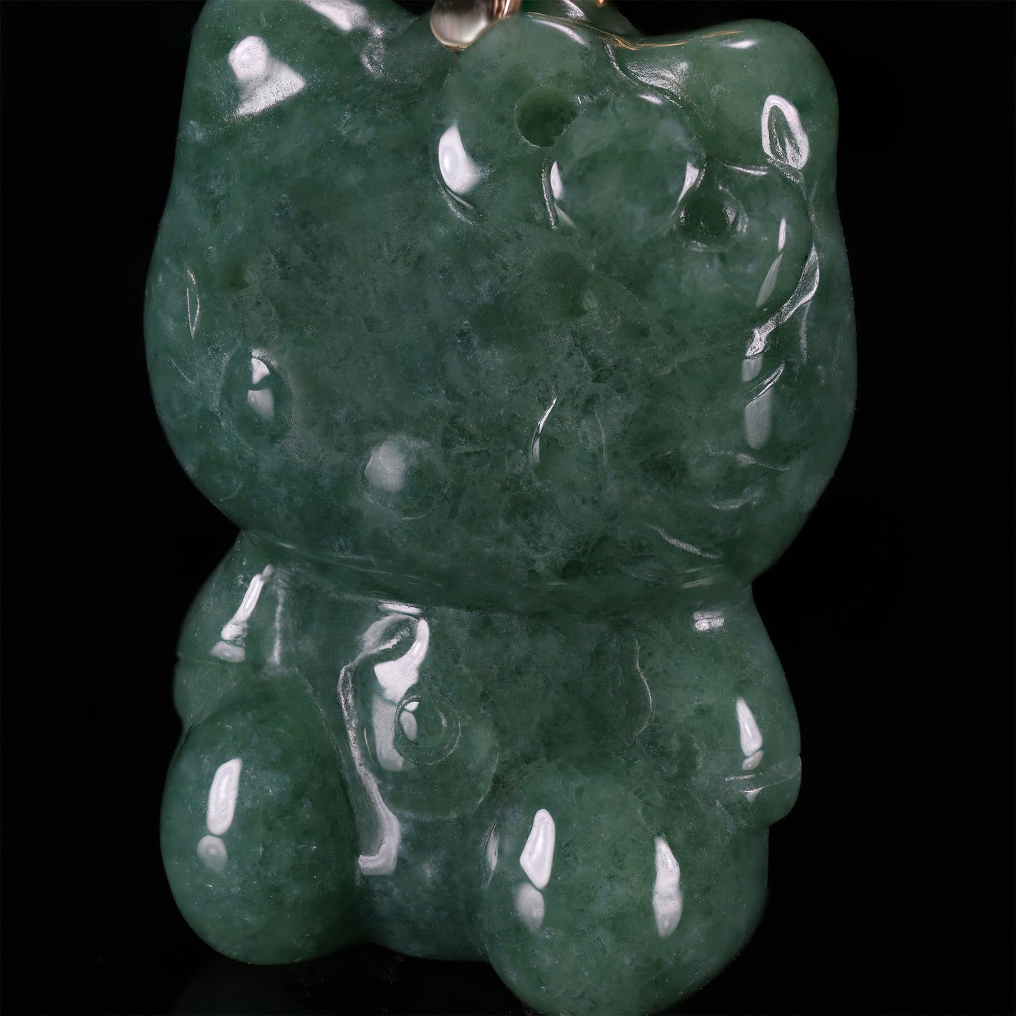 Natural Jadeite Cute Cat Pendant | Multi-Color | S925 Gold Filigree Bail - Grade A Natural Jade Jewelry