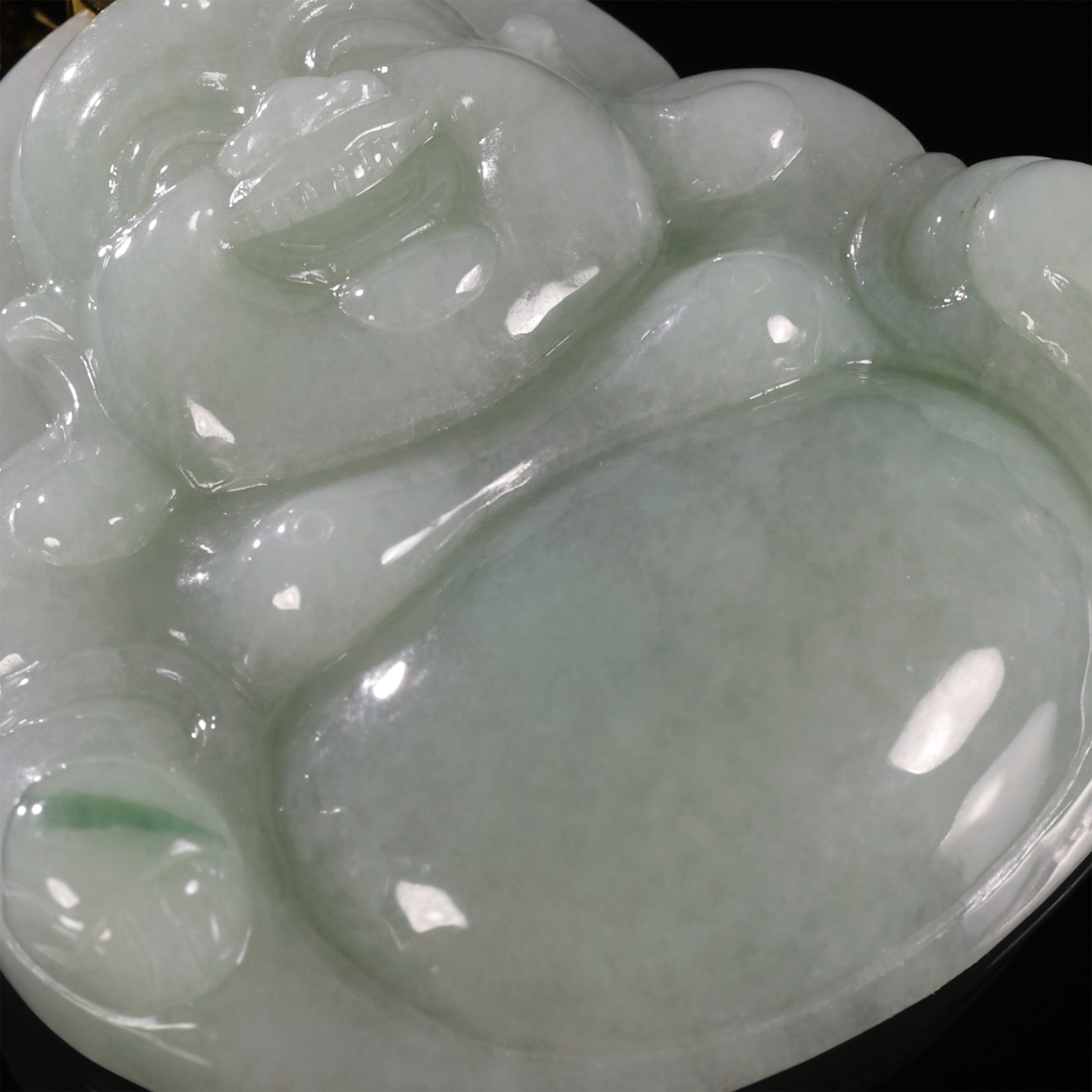 Natural Icy Jadeite Laughing Buddha Pendant | S925 Gold Filigree Bail - Grade A Natural Jade Jewelry