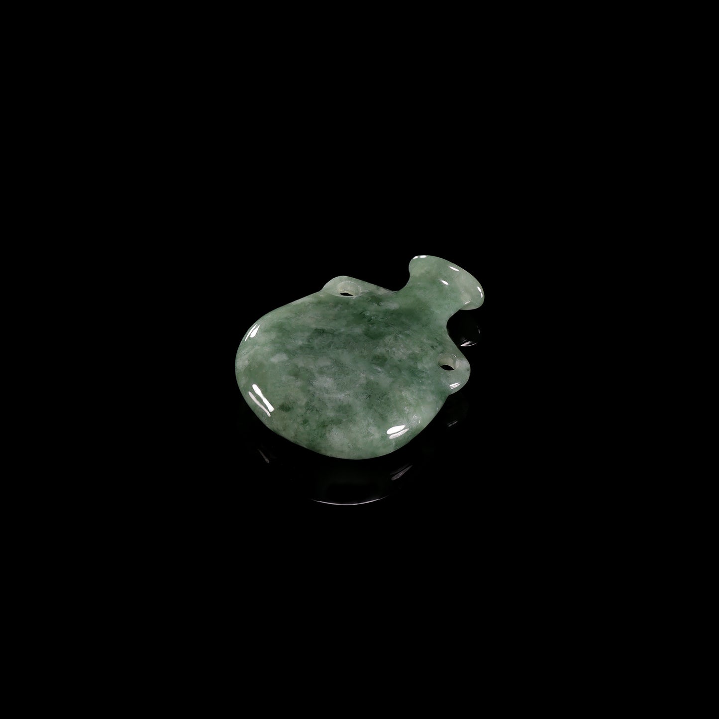 Natural Green Jadeite Miniature Vase Pendant | Full 3D Double-Lug Amphora | Mottled Green - Grade A Natural Jade Jewelry