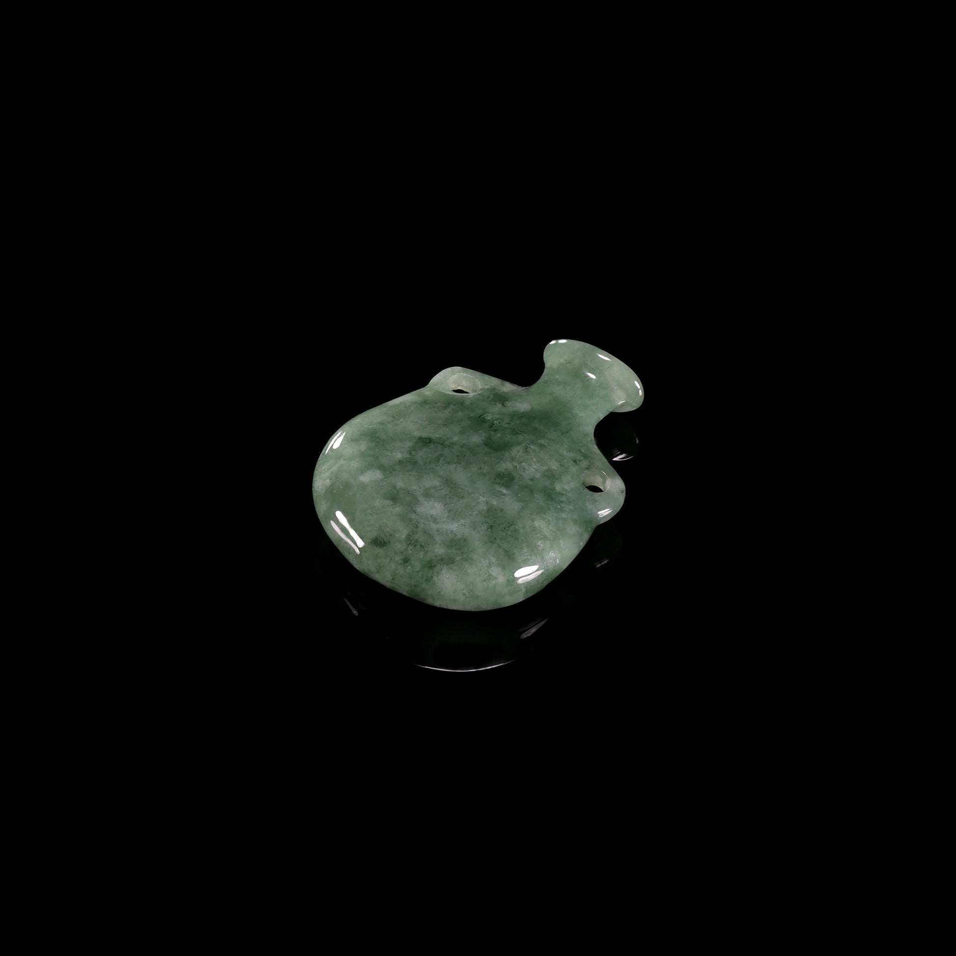 Natural Green Jadeite Miniature Vase Pendant | Full 3D Double-Lug Amphora | Mottled Green - Grade A Natural Jade Jewelry