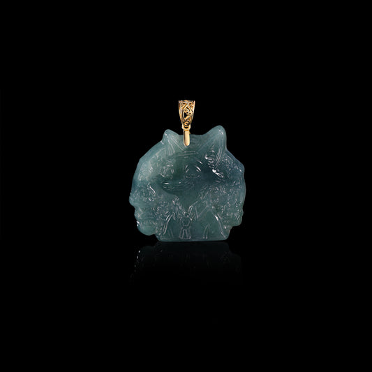 Pendant44 Dark Horse Head Jade Pendant