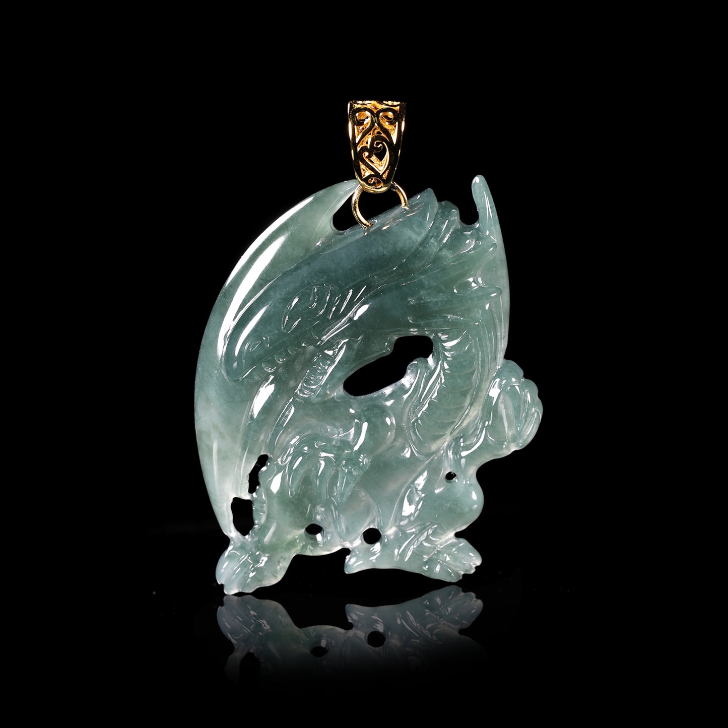 Natural Jadeite Western Dragon Pendant | Hand-Carved Jade - Grade A Natural Jade Jewelry