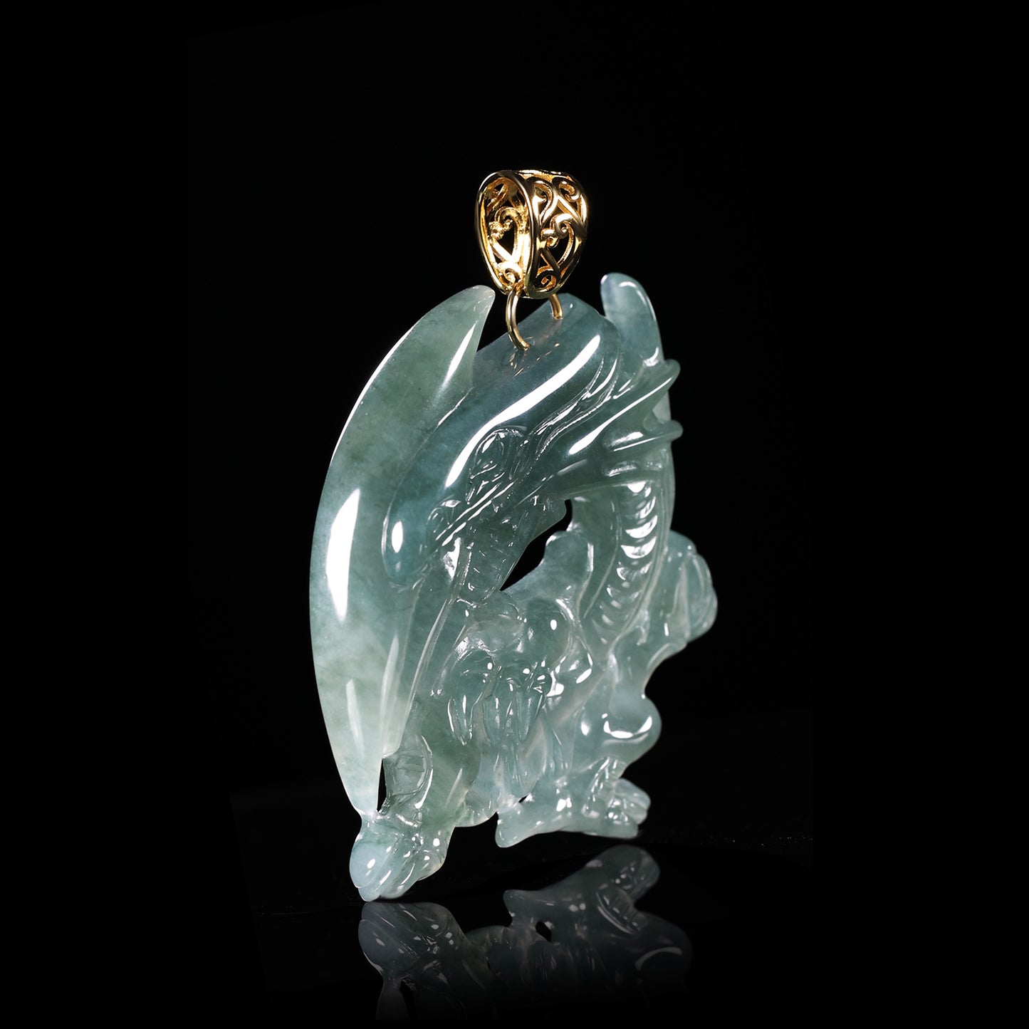 Natural Jadeite Western Dragon Pendant | Hand-Carved Jade - Certified Grade A jade pendant from Jadelume