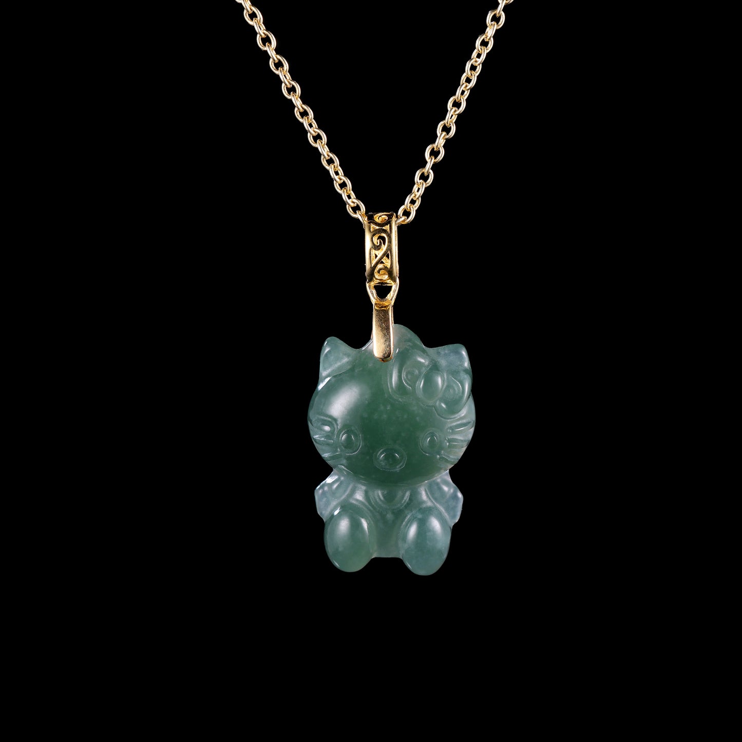 Natural Jadeite Cute Cat Pendant | Hand-Carved Jade with S925 Bail - Grade A Natural Jade Jewelry
